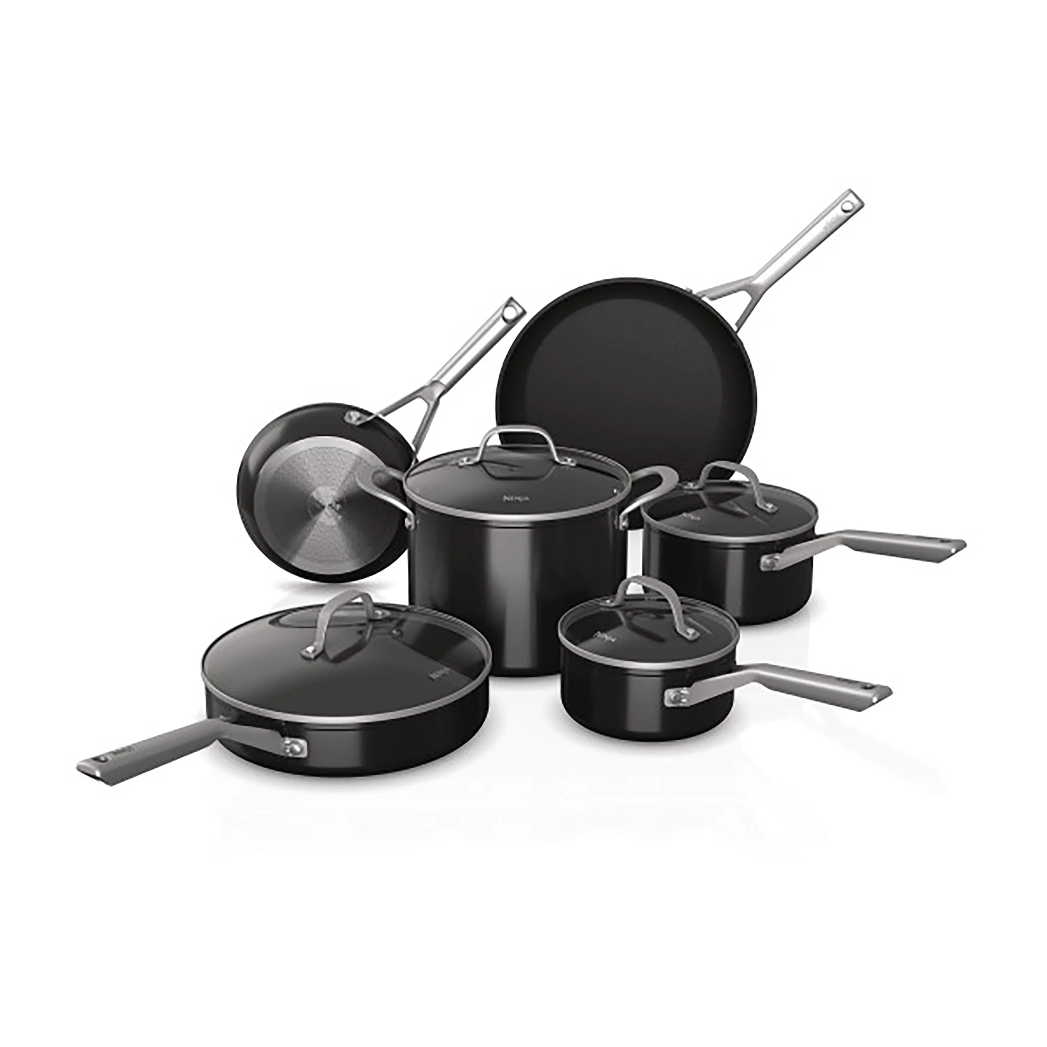 2026 NEW Ninja C19000 Foodi NeverStick 10-Piece Cookware Set, Black