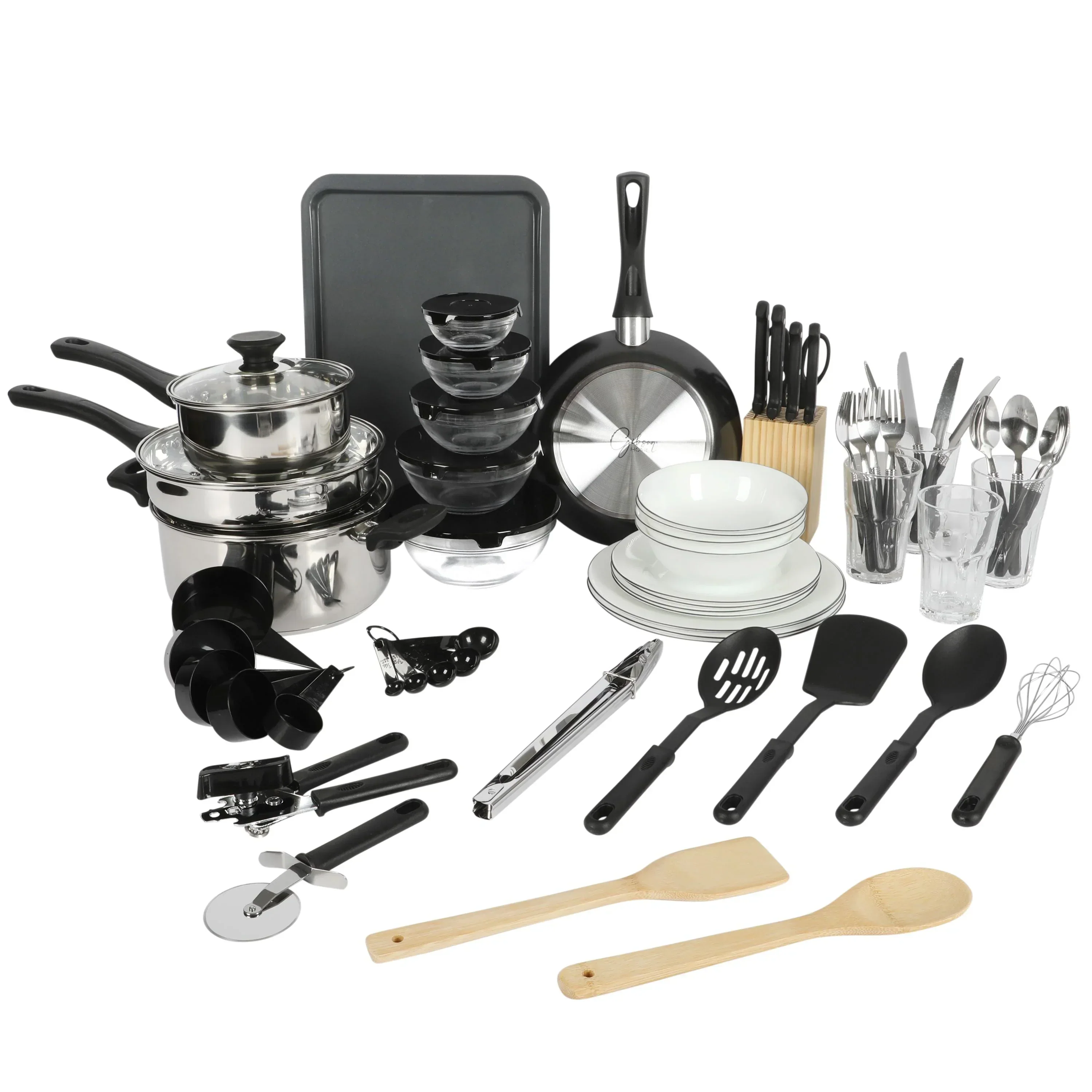2026 NewGibson Home 71-Piece Stainless Steel Silver Cookware Combo Set