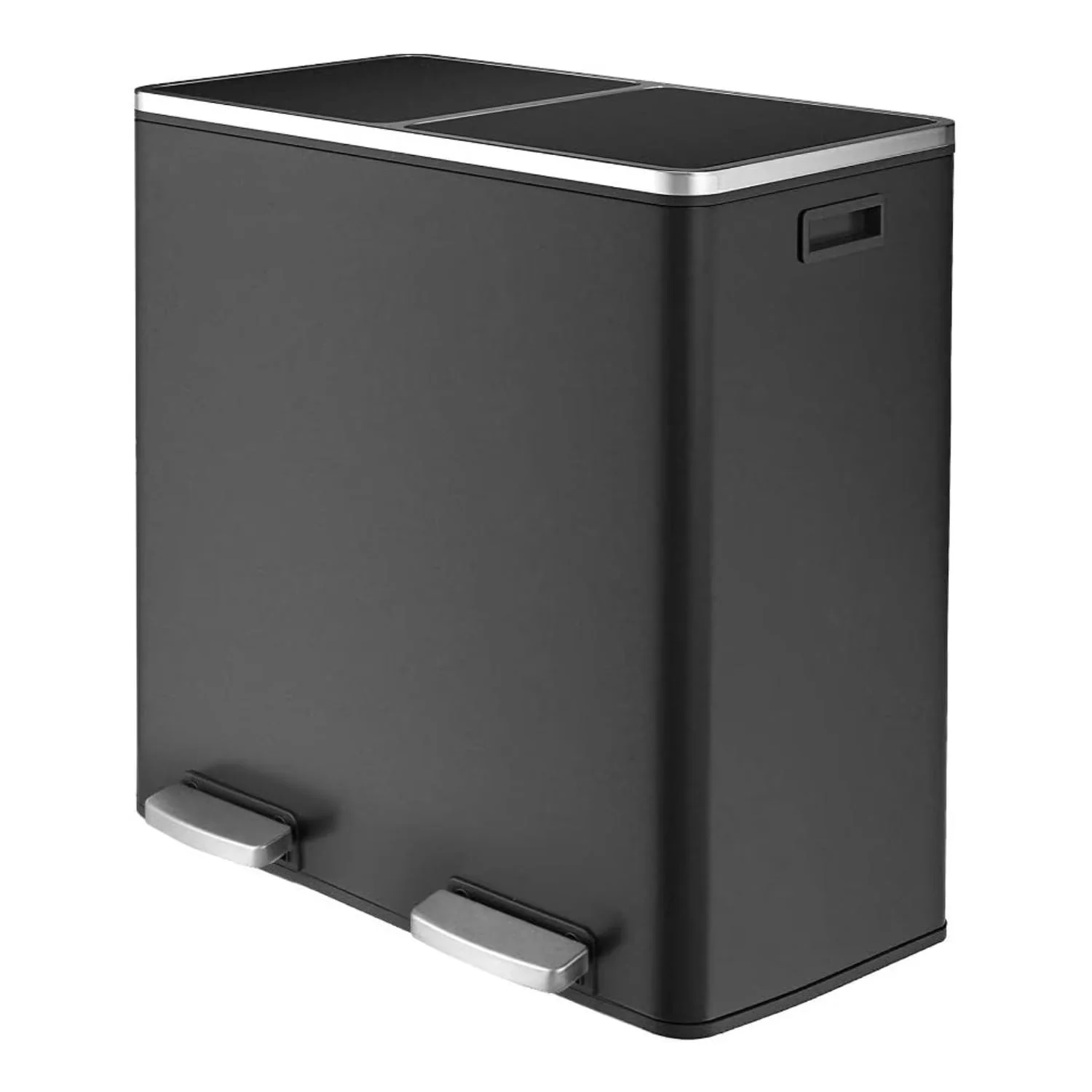 2026 NEW LAZY BUDDY Dual Garbage Can, Stainless Steel 16 Gallon Step Kitchen Trash Can with Soft-Close Lid, Double Compartment Garbage Recycling Bin