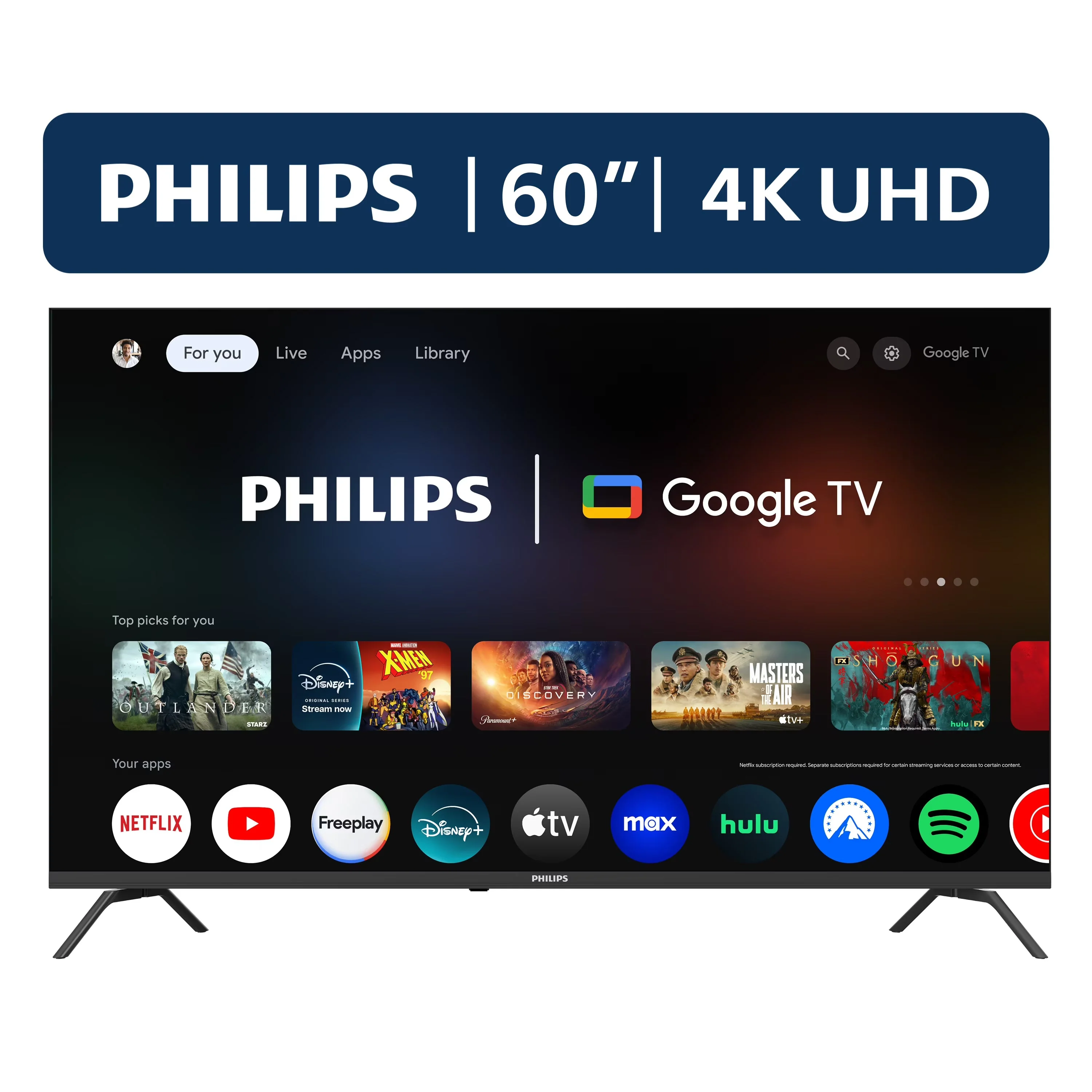 2026 NEW Philips 60" Class 4K Ultra HD (2160p) Google Smart LED TV (60PUL7555/F7)
