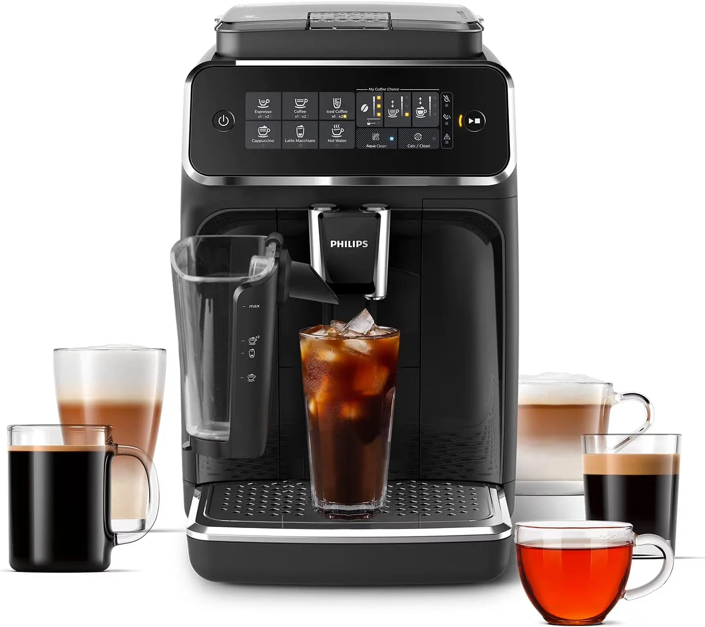 2026 NEW PHILIPS 3200 Series Fully Automatic Espresso Machine w/ LatteGo & Iced Coffee, Black (EP3241/74)