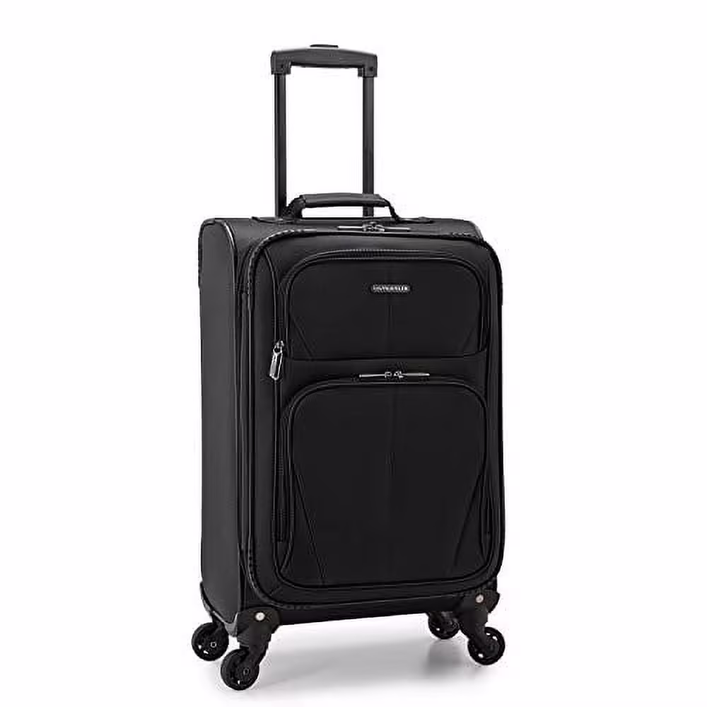 U.S. Traveler Aviron Bay Expandable Softside Luggage with Spinner Wheels, Black, 22" Carry-on