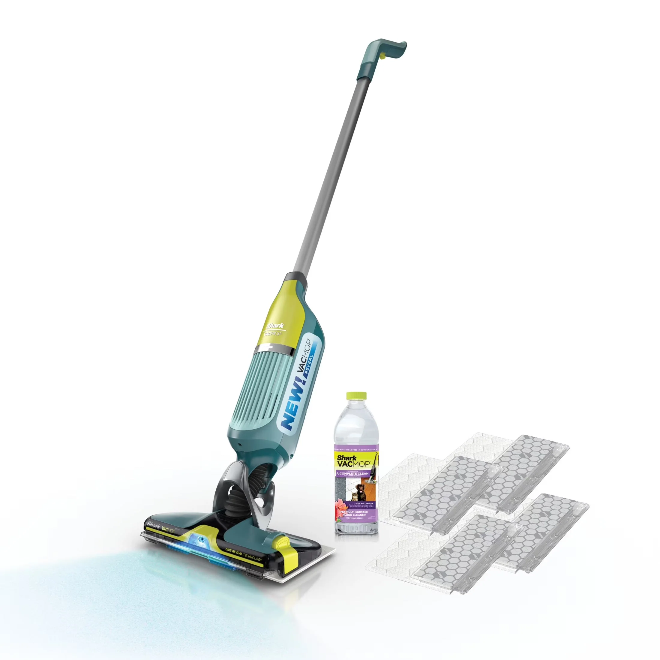 2026 NEW Shark VACMOP Reveal Cordless Hard Floor Cleaner, Vacuum and Spray Mop, 4 Disposable Pads, 12oz Pet Multi-surface Cleaning Solution, VM401