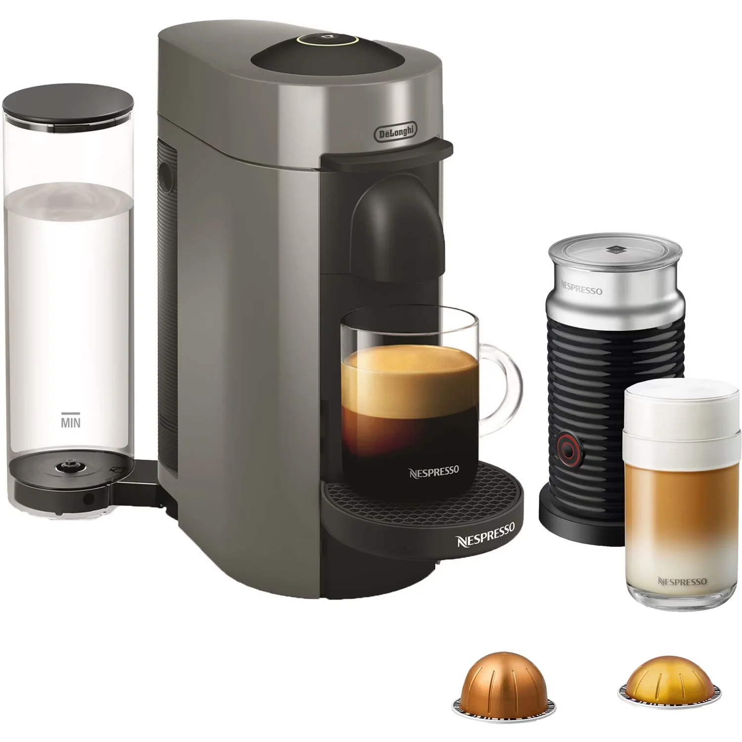 2026 NEW Nespresso New Vertuo Plus Coffee and Espresso Machine by De'Longhi with Aerocinno, Gray, Single-Serve Brewers