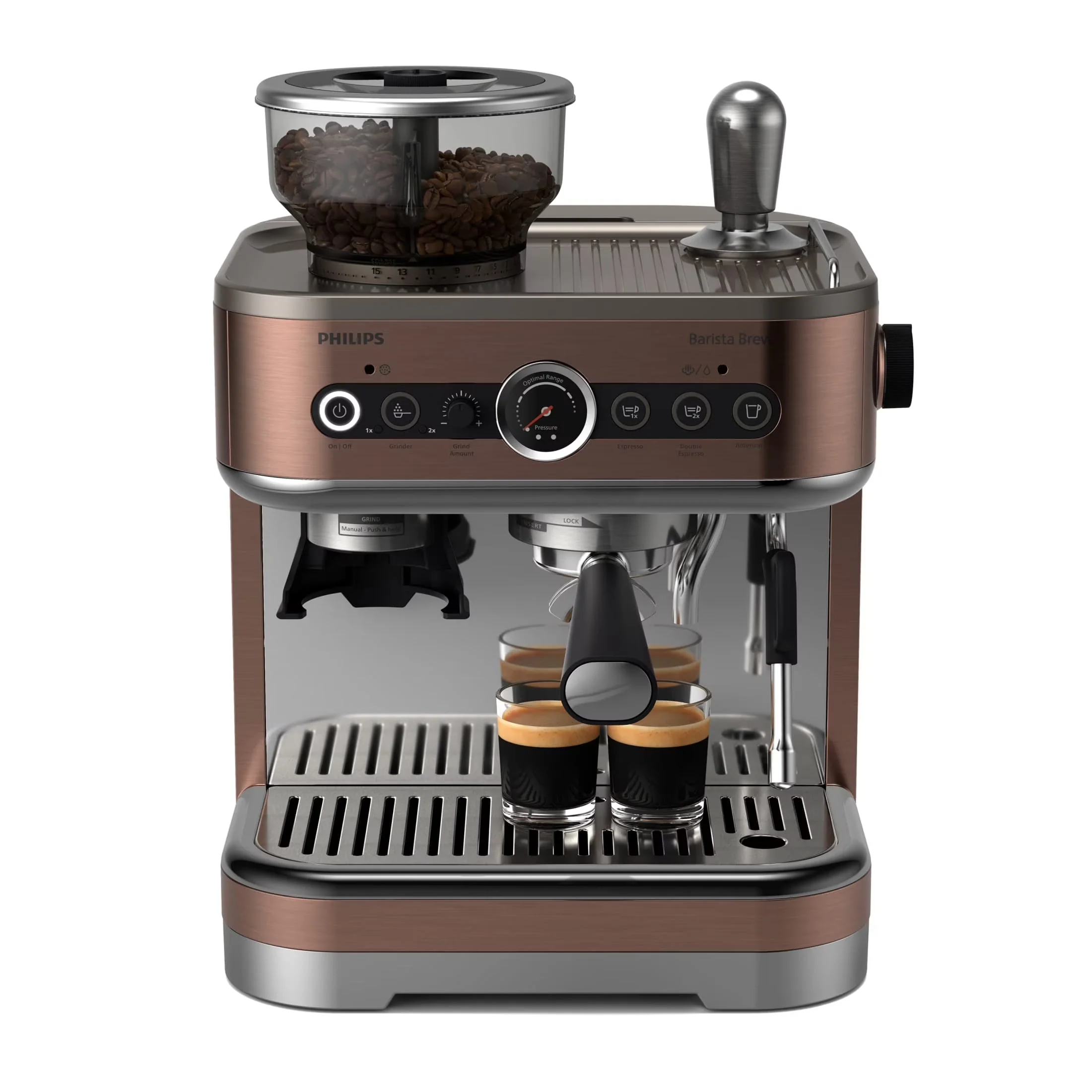 2026 NEW Philips Barista Brew Semi-Automatic Espresso Machine with Milk Frother, Silver Metal