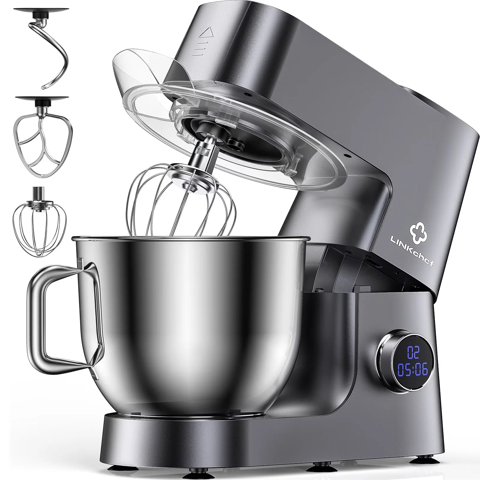 2026 NEW LINKChef 7.4 Quart Stand Mixer, 800W 12-Speed Tilt-Head Food Mixer, Kitchen Electric Mixer with Dough Hook, Wire Whip & Beater