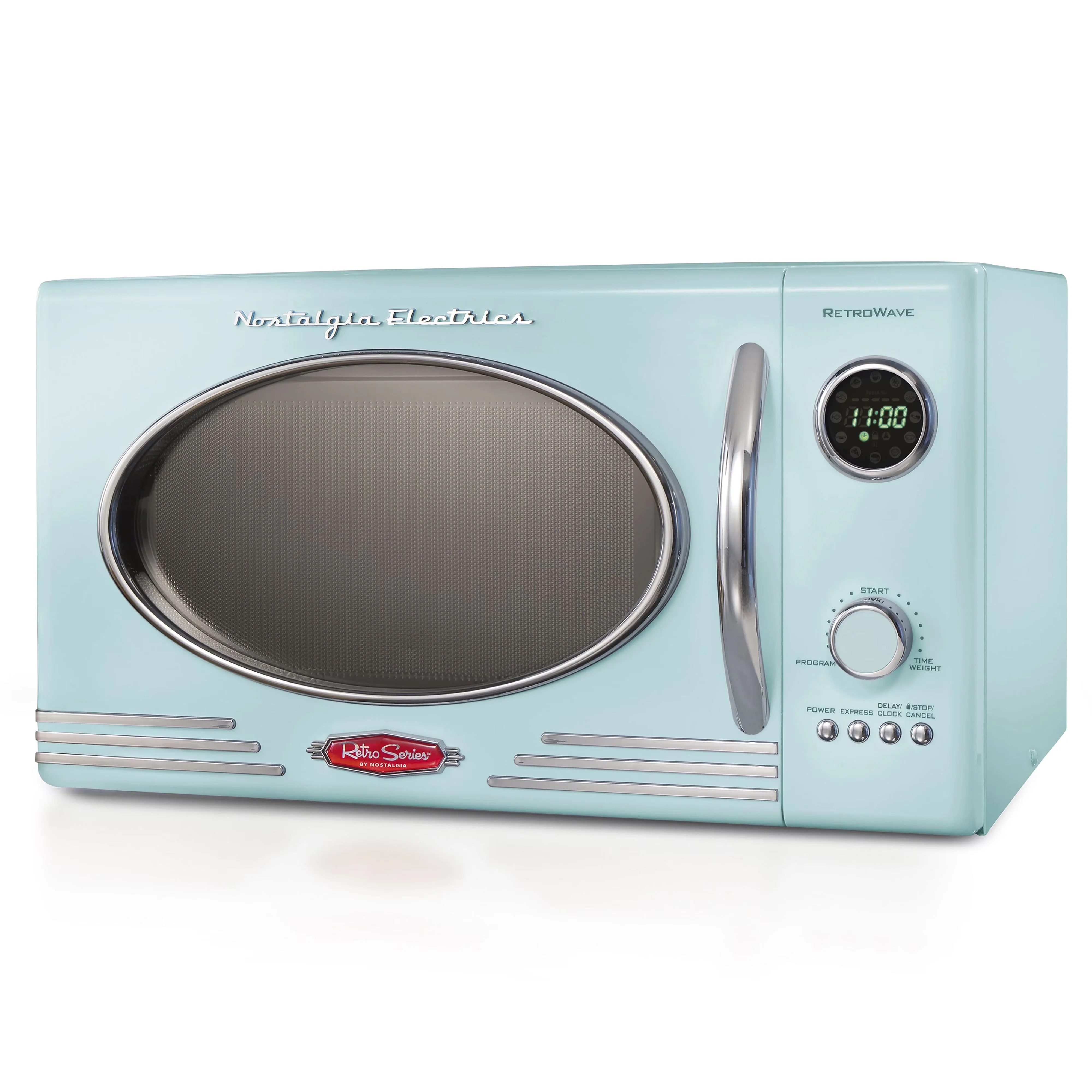 2026 NEW Nostalgia Retro 0.9 Cu. ft. 800-Watt Countertop Microwave Oven, Aqua