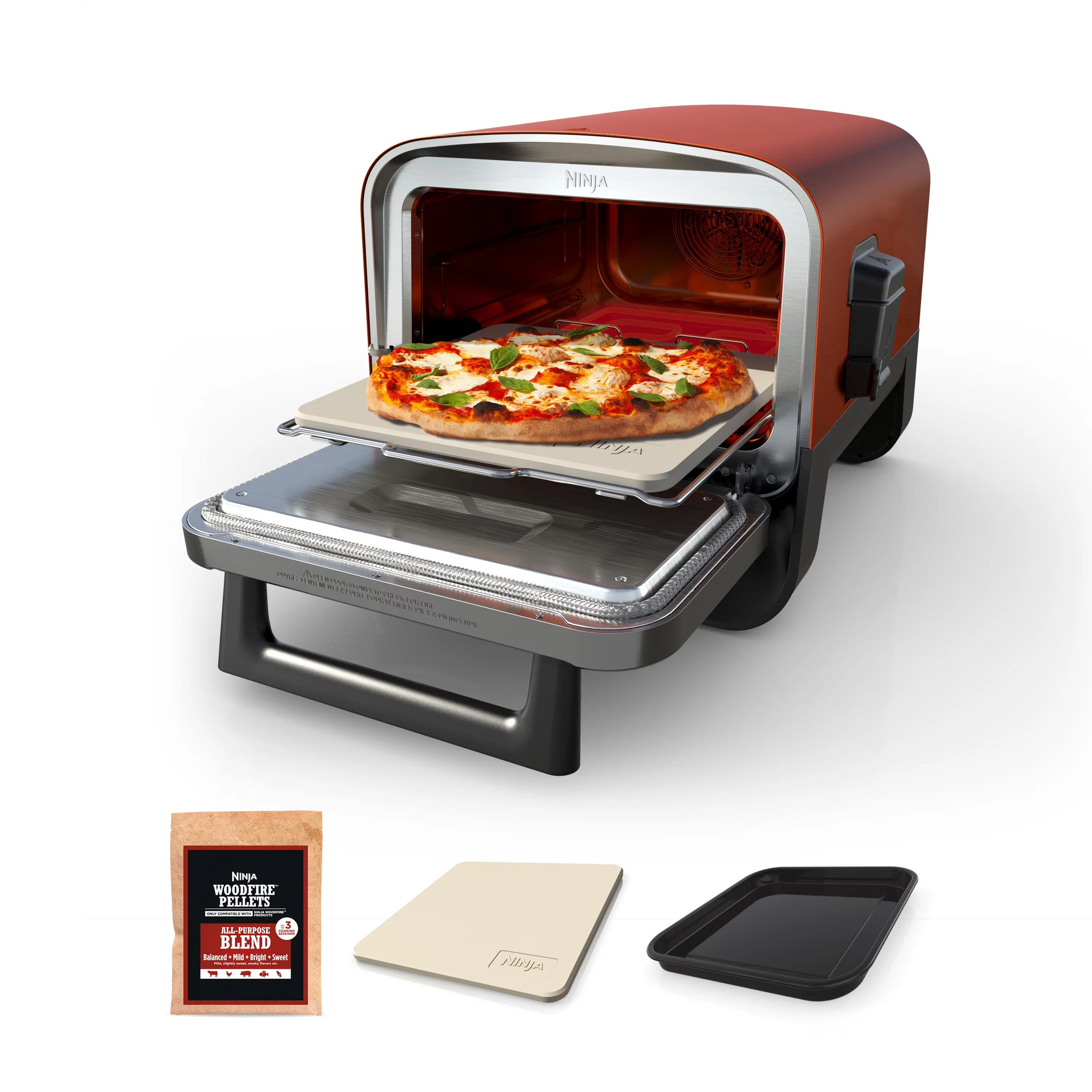 2026 NEW Ninja Woodfire Pizza Oven, 5-in-1 outdoor oven, 5 Pizza Settings, Ninja Woodfire Technology, up to 700" F heat, BBQ smoker, Electric
