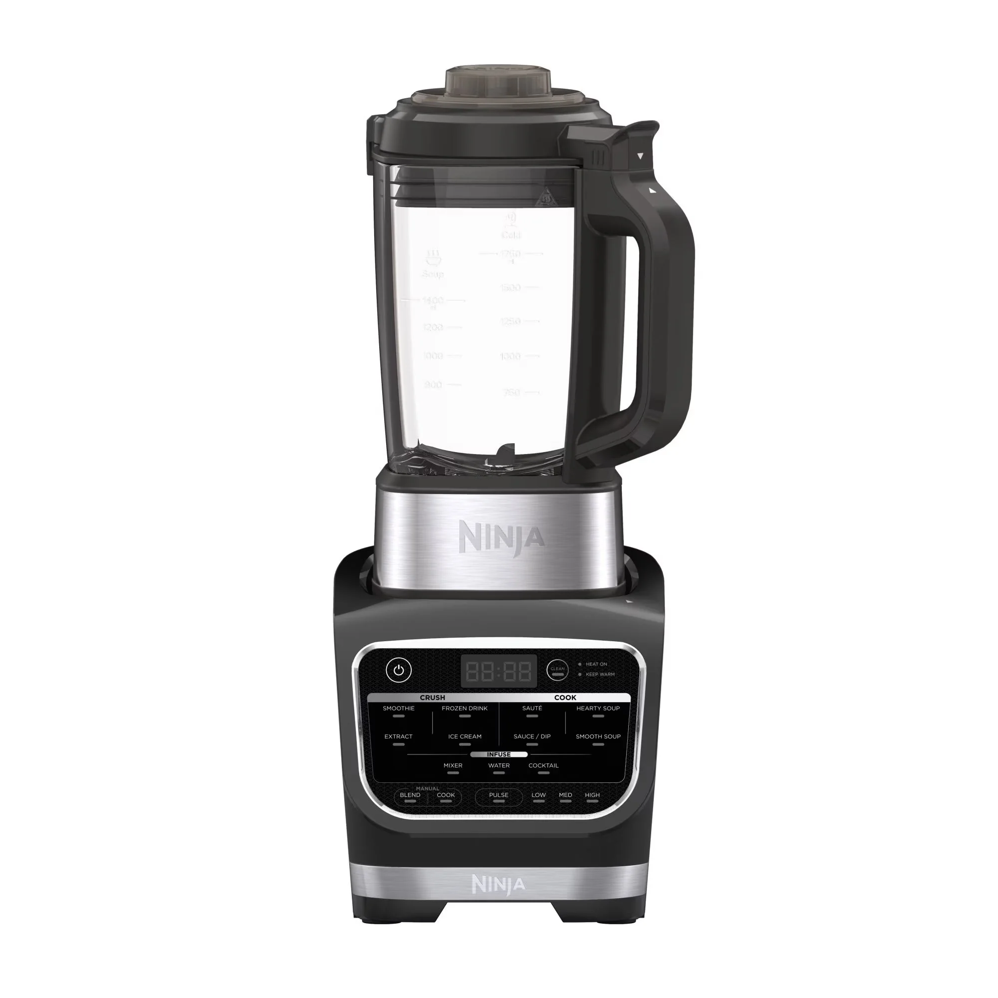 2026 NEW Ninja Foody Cold & Hot Cook Hot Soups, Sauces and Dips Blender with 1400 Peak Watts to Crush Frozen Drinks & Smoothies Nonstick Glass Pitcher (HB152), 64 oz, Black