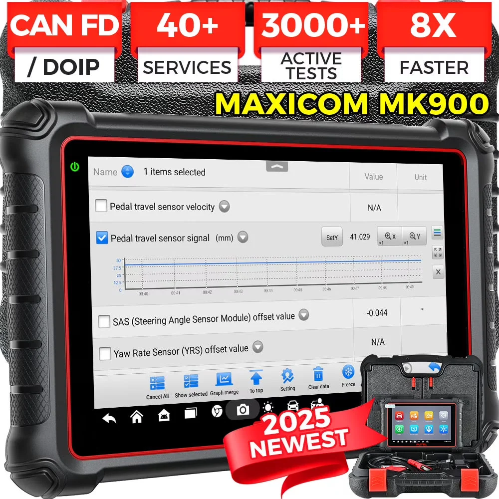 2026 NewAutel Scanner MaxiCOM MK900 Automotive Diagnostic Scan Tool OBD2 All System Diagnose, 40+ Service, Active Tests, FCA Autoauth & SGW, Upgraded Ver. of MaxiCheck MX808S, MX900