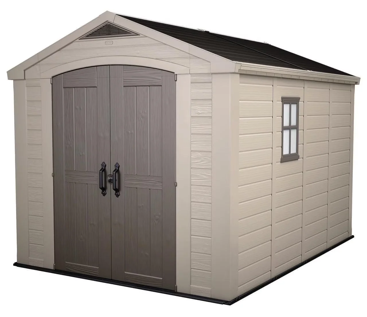 2026 NewKeter Factor 8 x 11 Foot All Weather Resin Outdoor Storage Shed, Taupe