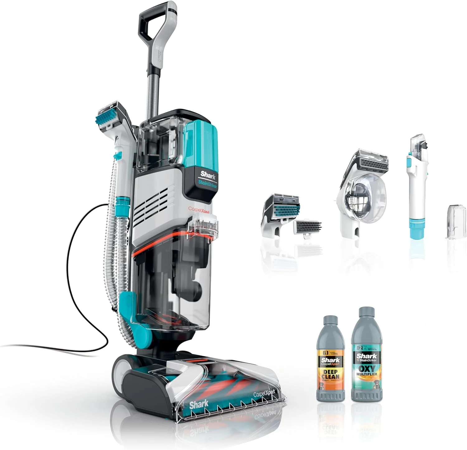 Shark CarpetXpert EX201 Carpet Cleaner, Cyan C Deep Cleaning with StainStriker, Perfect for Pets, Includes Spot & Stain Remover Tools