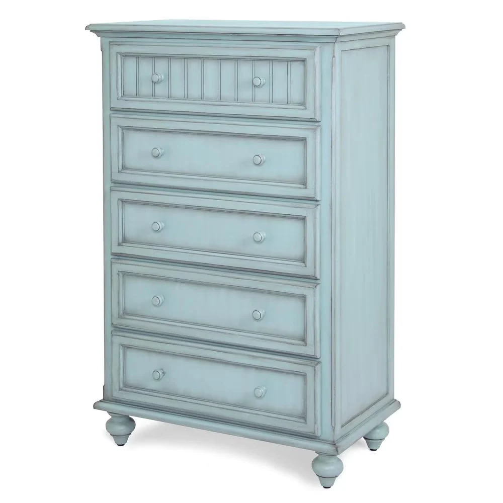 2026 NEW Sea Winds Monaco 5 Drawers Chest Drawer Wood Blue, 50"H x 52"W x 18"D, 65 lbs