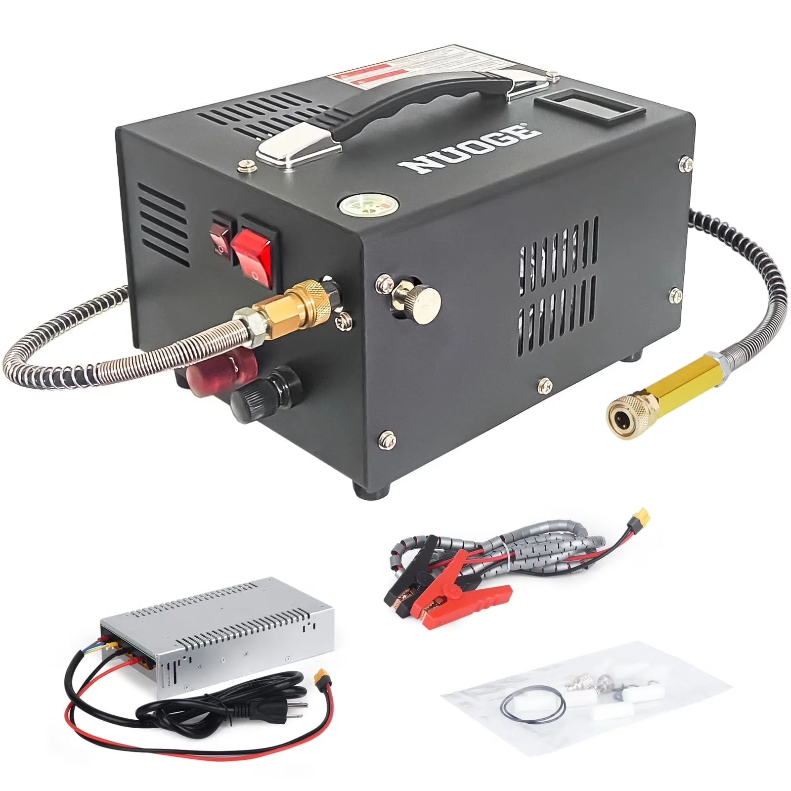 2026 NEW NUOGE Pcp Air Compressor,4500Psi 12V DC or 110V AC W/Converter Paintball/Scuba Tank Compressor Pump