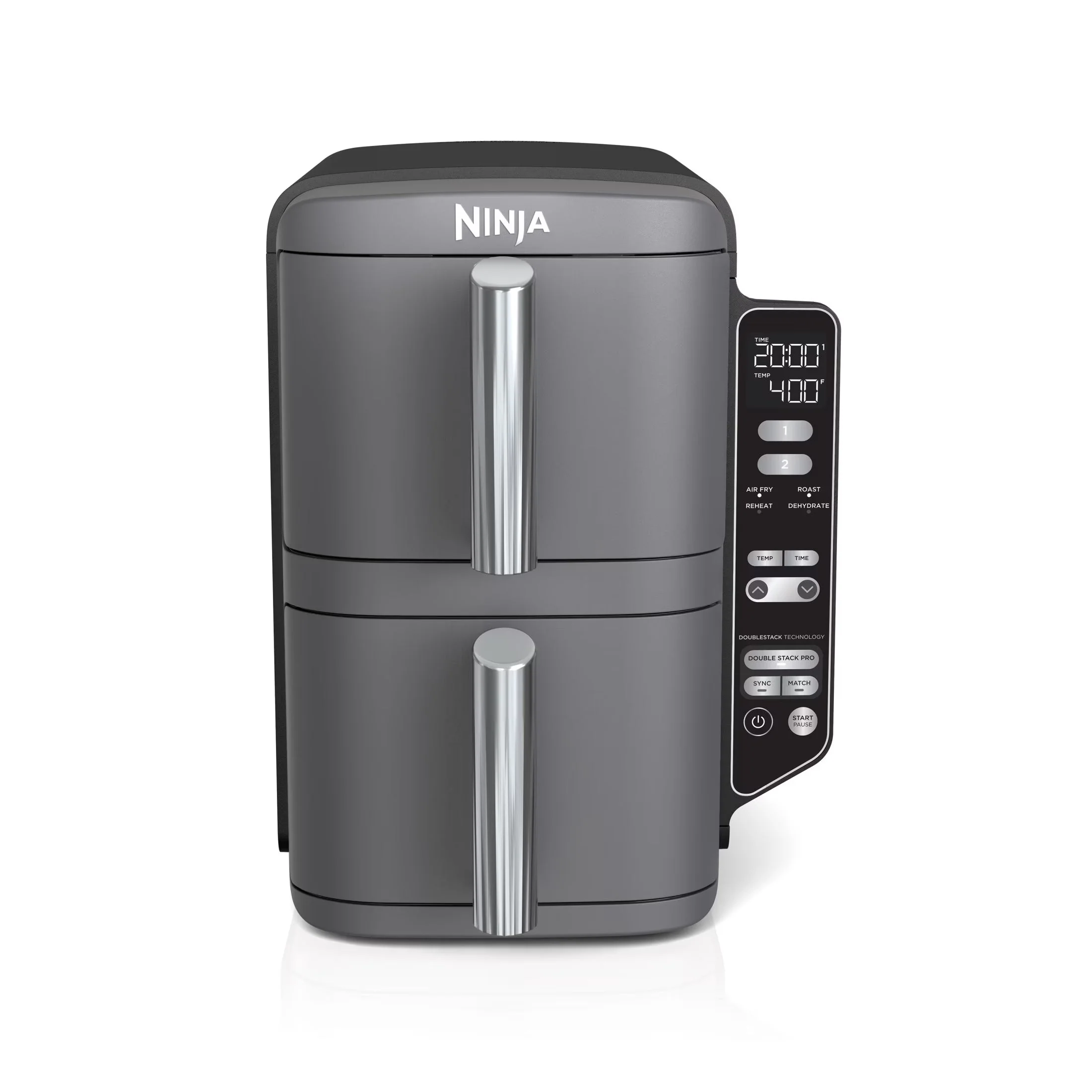 2026 NEW Ninja DoubleStack XL 2-Basket Air Fryer, DoubleStack Technology Cooks 4 Foods at Once, Space Saving Design, 10 QT, 4-in-1, Smart Finish & Match Cook, SL400