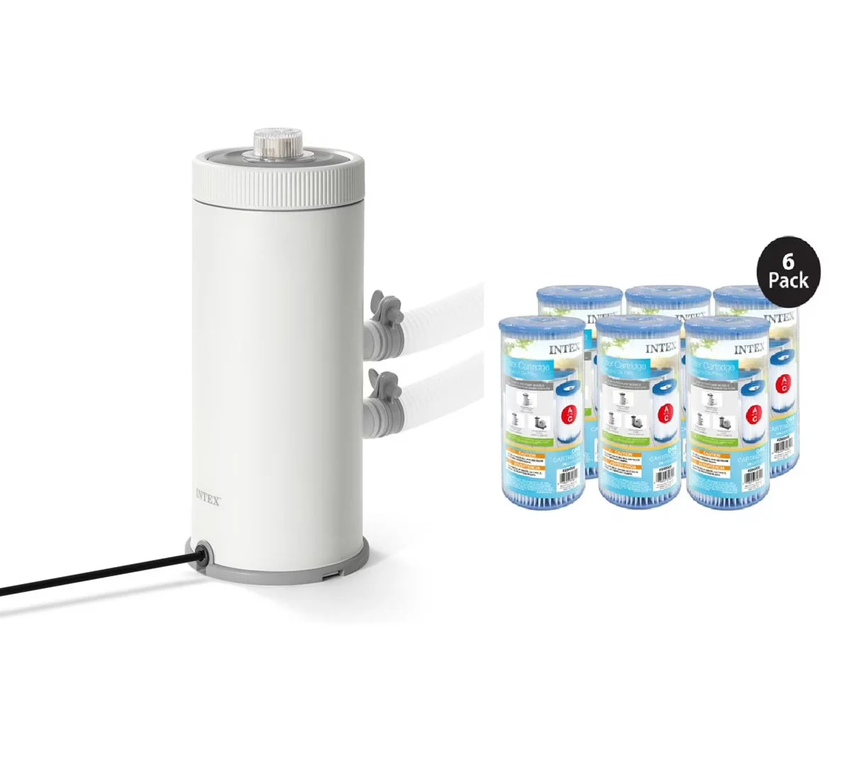 2026 NEW Intex 1000GPH Filter Pump System for Above Ground Pools with 6-Pack Type A Pool Filters