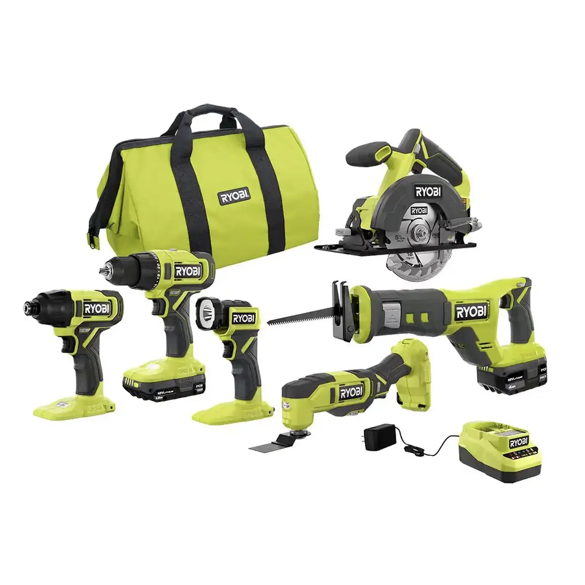 2026 NEW RYOBI ONE+ PCL1600K2 18V Cordless 6-Tool Combo Kit