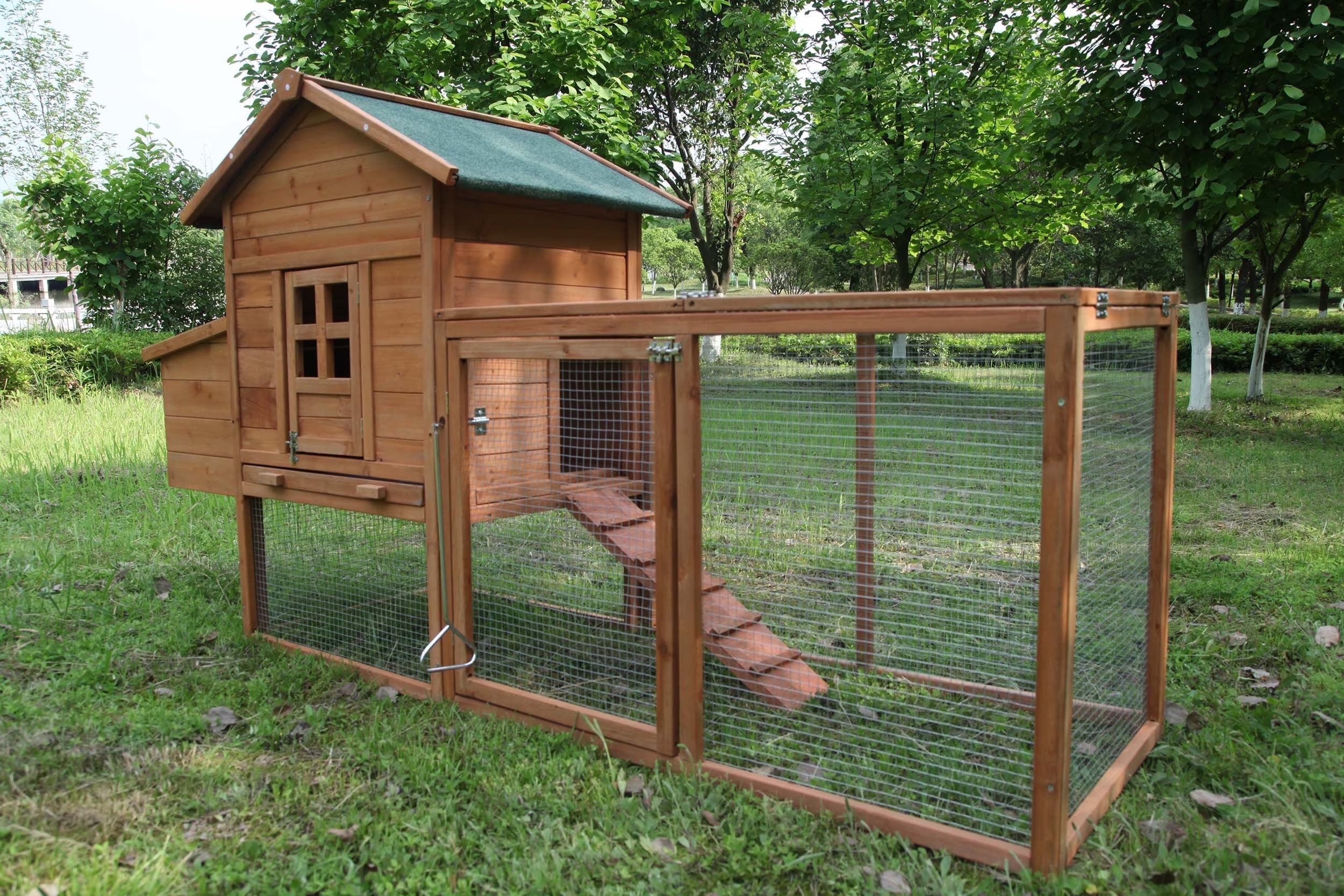 2026 NEW Outdoor Medium 80'' Wooden Chicken Coop Nest Box Hen House Poultry Cage Pet Hutch Garden