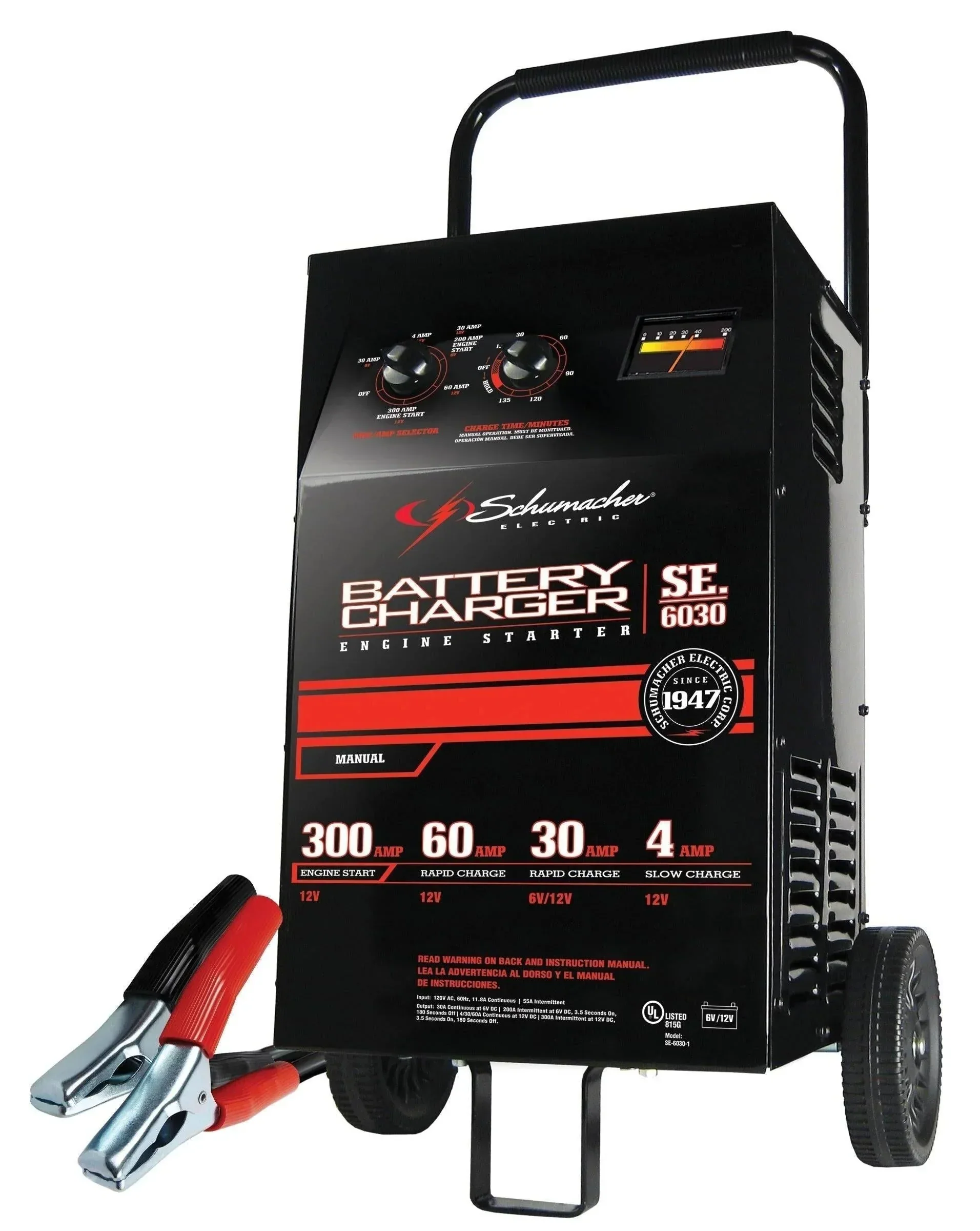 2026 NEW Schumacher Electric, portable battery charger and engine starter, SC1446, 2-in-1, manual timer, 300 cold cranking amps, 6 volts, 12 volts, for car, SUV, truck and boat batteries