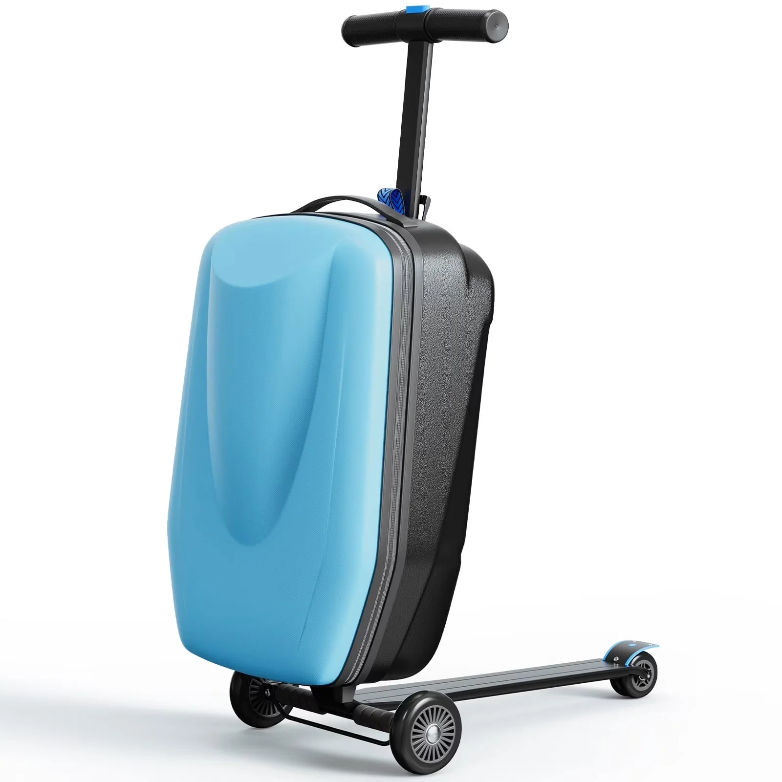 2026 NEW Muhub 2 in 1 Scooter Luggage for Kids and Adult,Foldable Ride on Luggage with Wheels,Light Blue