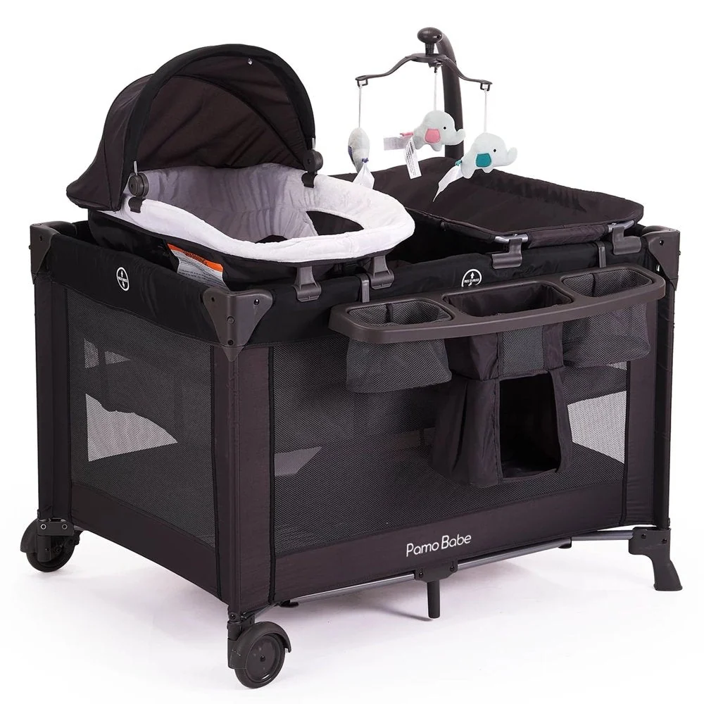 Pamo Babe Unisex Nursery Center Playard with Bassinet, Changing Table & Toys