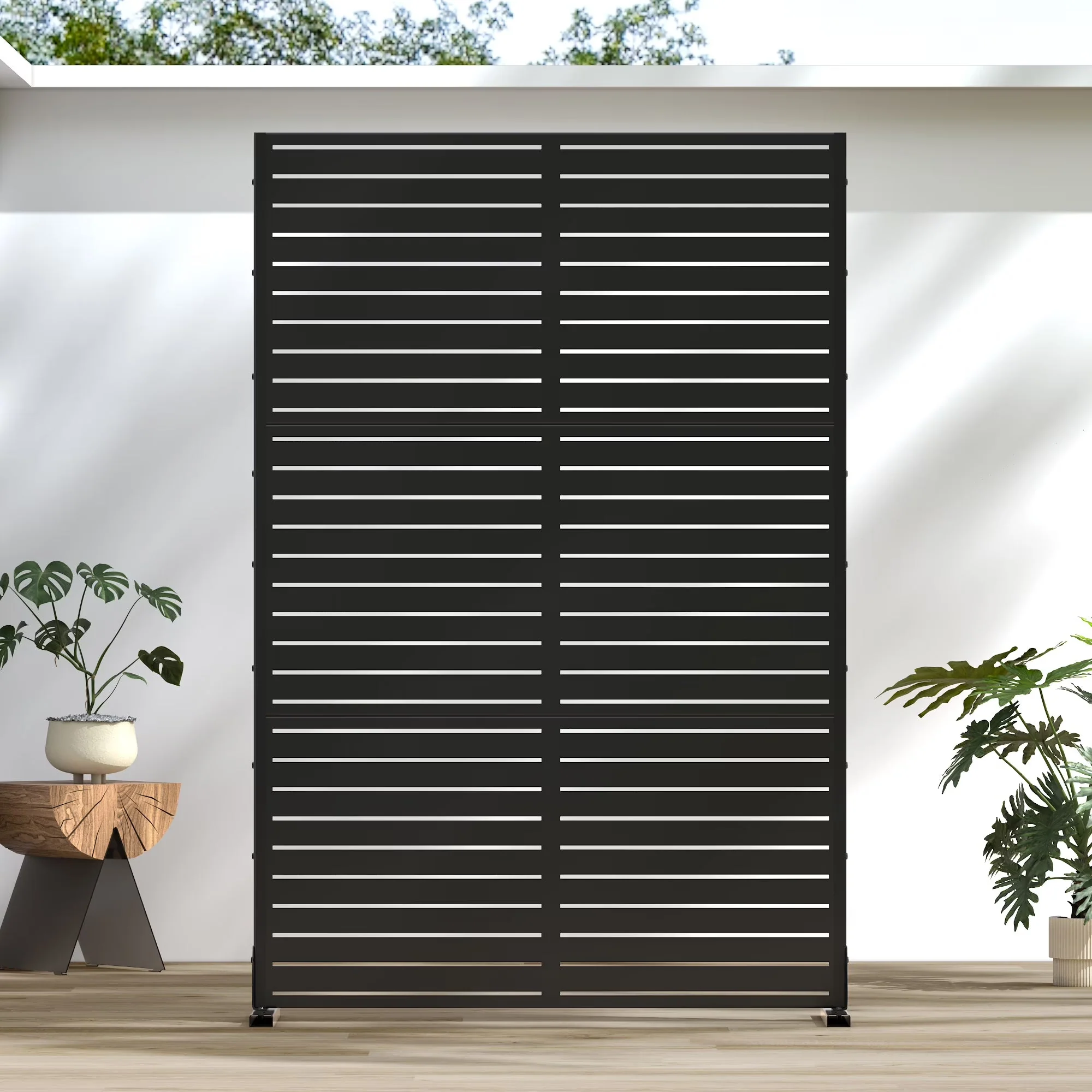 2026 NEW MAYEERTY 72*47" Outdoor Black Metal Privacy Panel Screen for Patio, Classic Louvered
