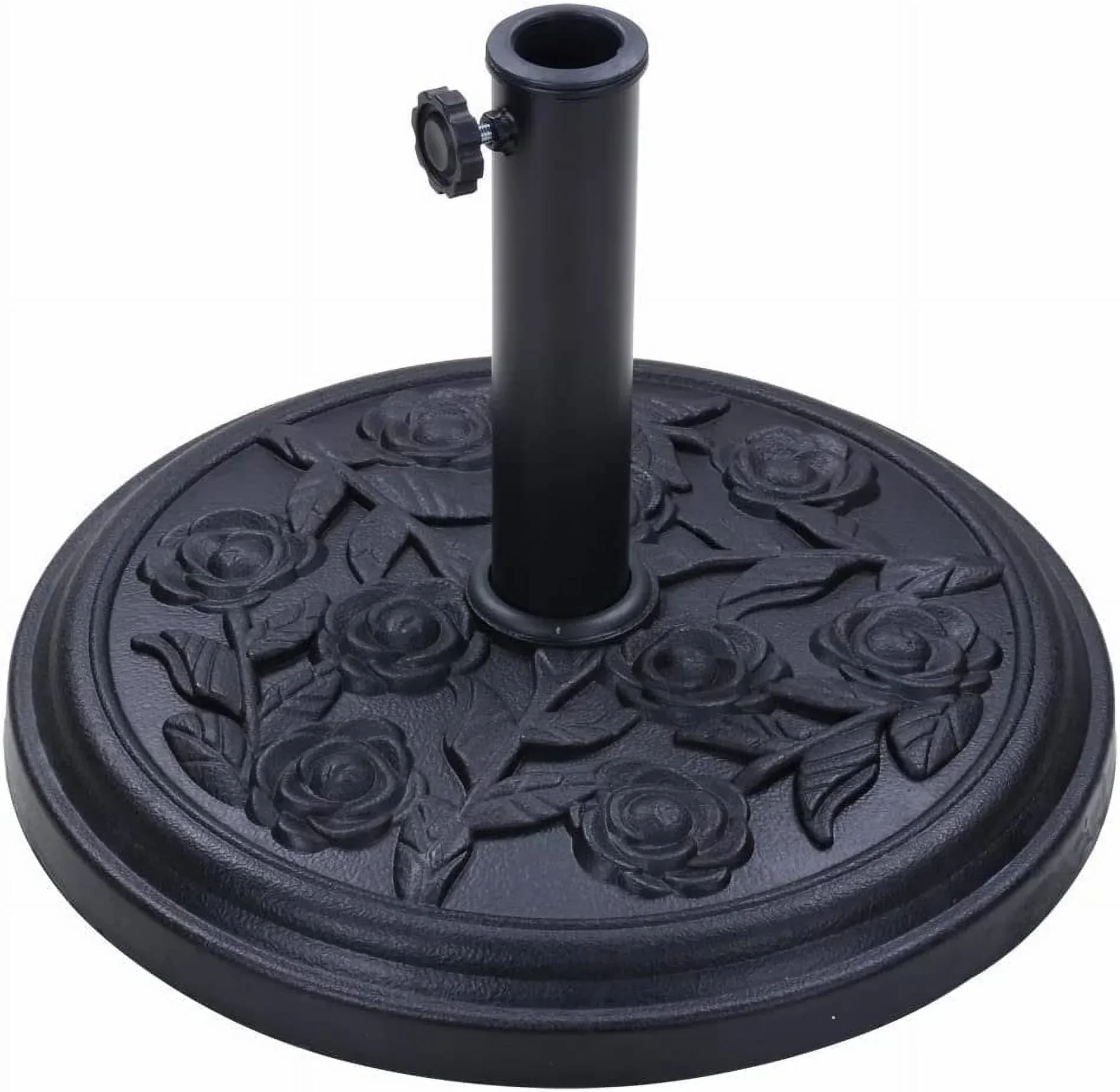 2026 NEW S4O Heavy Duty Round Outdoor Patio Pool Umbrella Base Stand w/ Black Rose Design
