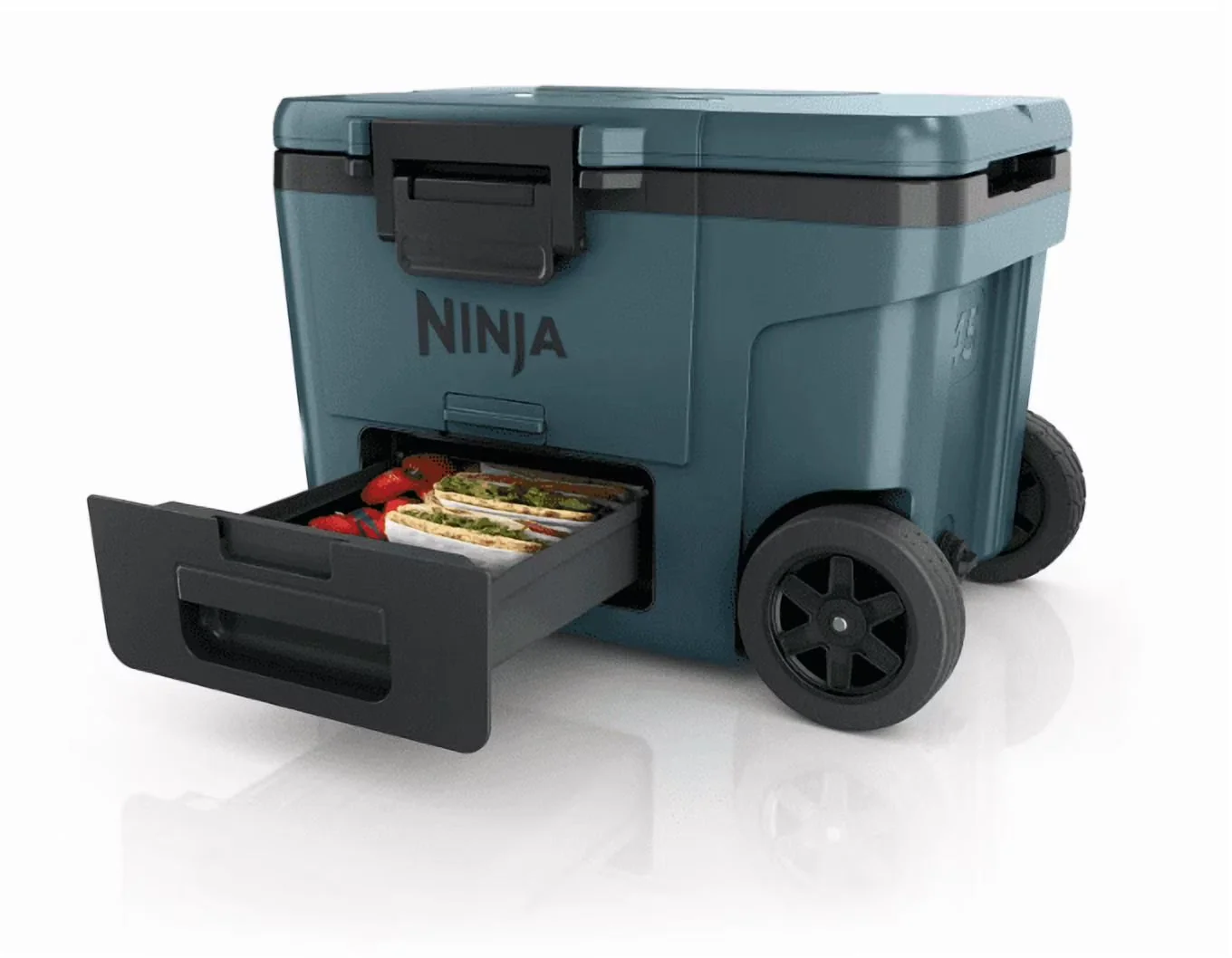 2026 NEW Ninja | Cooler | FrostVault 45QT Cooler with Wheels | Insulated with Temp Dry Storage Drawer | Keeps Ice Cold for Days | for The Beach, Camping, Picnics & More | Ocean Blue | FB245AOB