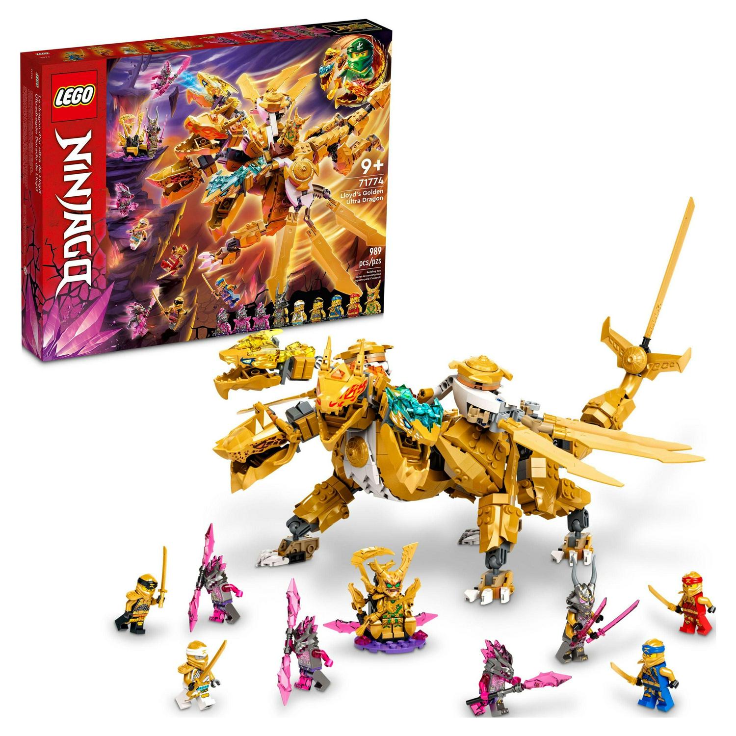 2026 NEW LEGO NINJAGO Lloyd's Golden Ultra Dragon Toy for Kids. 71774 Large 4 Headed Action Figure with Blade Wings plus 9 Minifigures