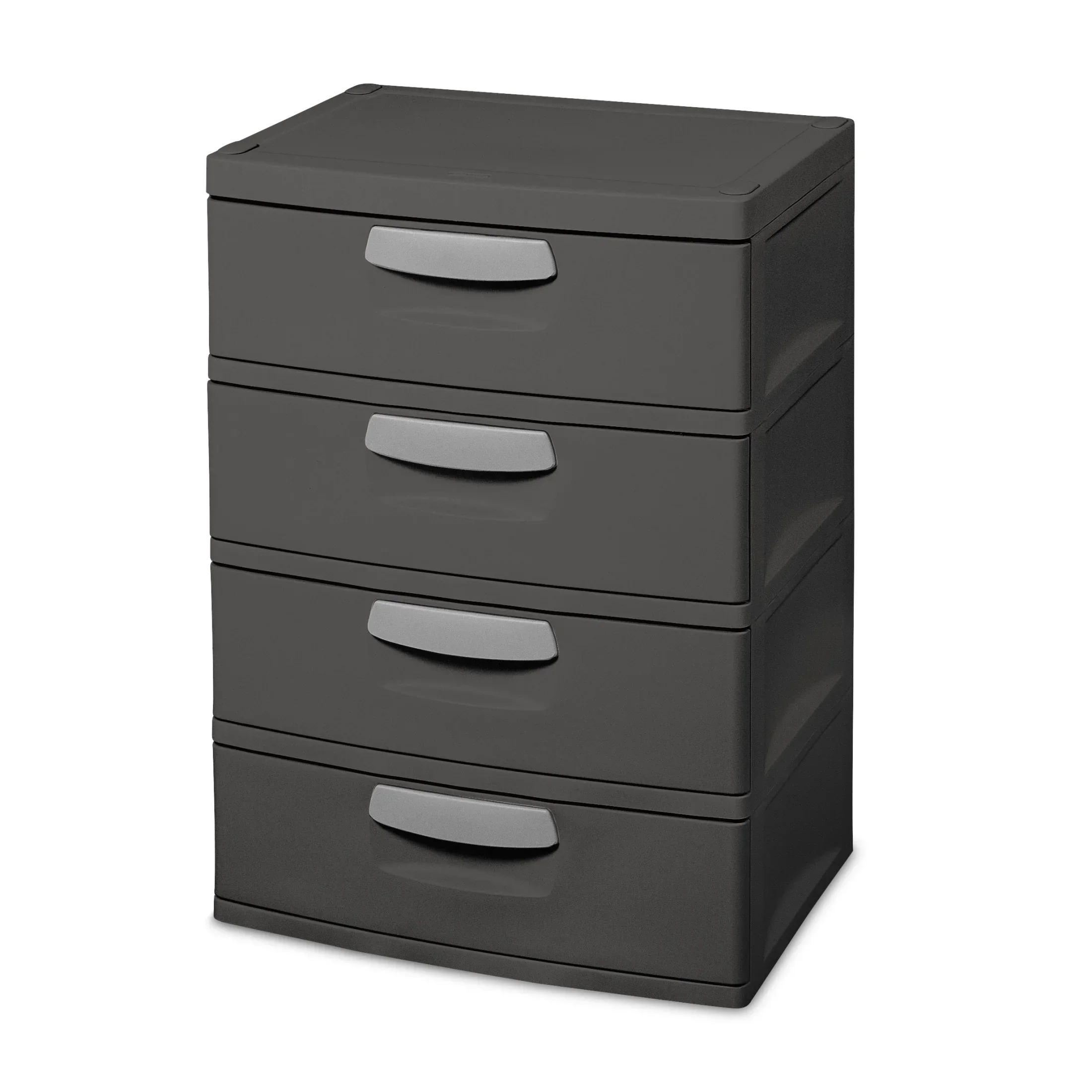 Sterilite 4 Drawer Unit, Durable Plastic Storage Solution for Garages and Basements, Dark Gray