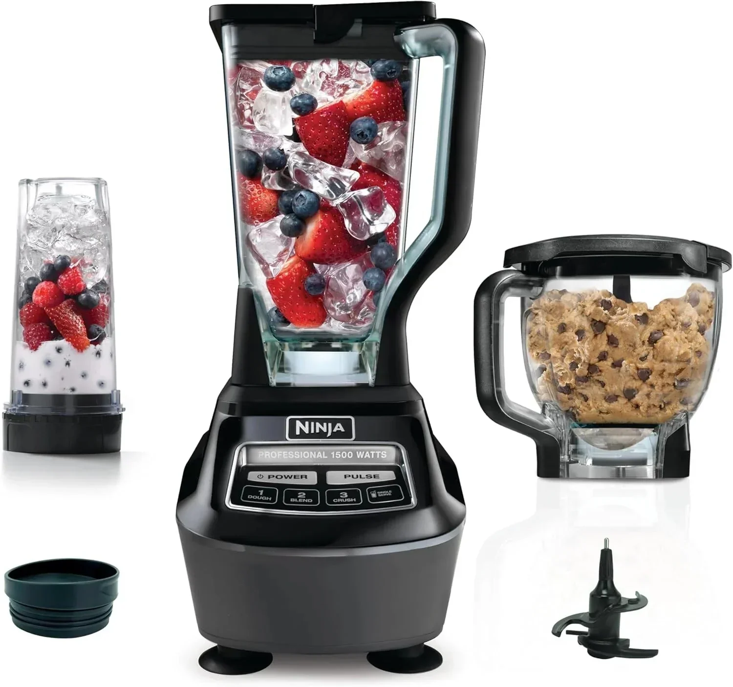 2026 NEW Ninja Mega Kitchen System, 1500 Watt Stand Mixer (2.1 Liters) and Food Processor (8 Cups) with (2) 473 ml Takeaway Cups