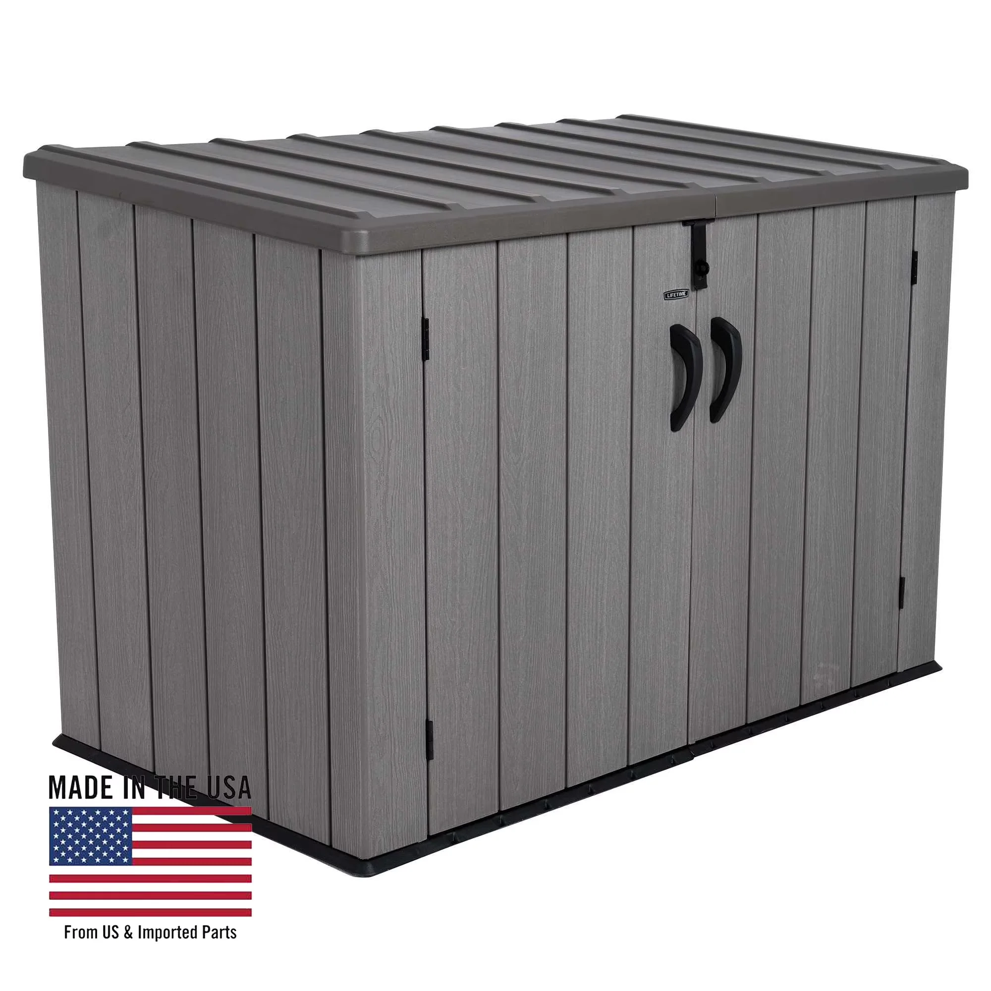 2026 NEW Lifetime Lockable DIY Polyethylene Horizontal Storage Shed, 75 cubic ft., Light Brown (60341)