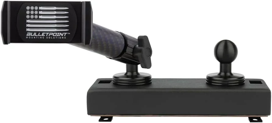 Dash Mount Cell Phone Holder RAM Truck Compatible (2019+ 1500, 2500, 3500 and TRX) with 20mm Ball Mount - Compatible with iPhone and Android Smartphones (Dual Ball with 2 Phone Holders)