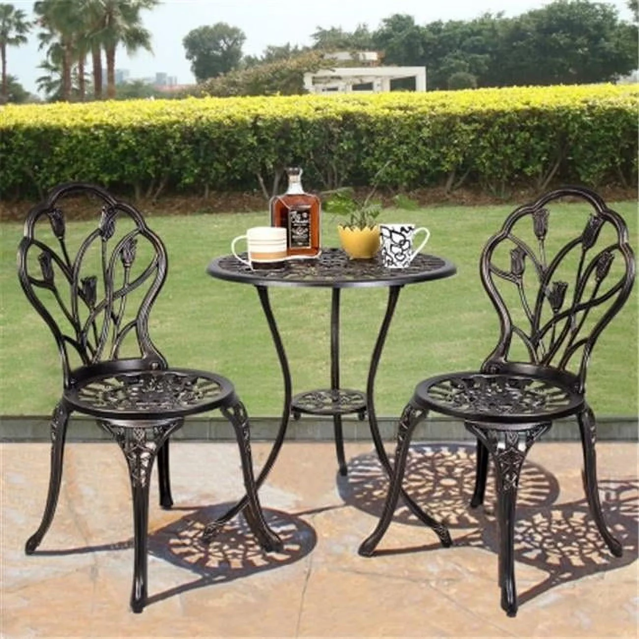 2026 NewOutdoor Patio Bistro Set Tulip Design in Antique Copper