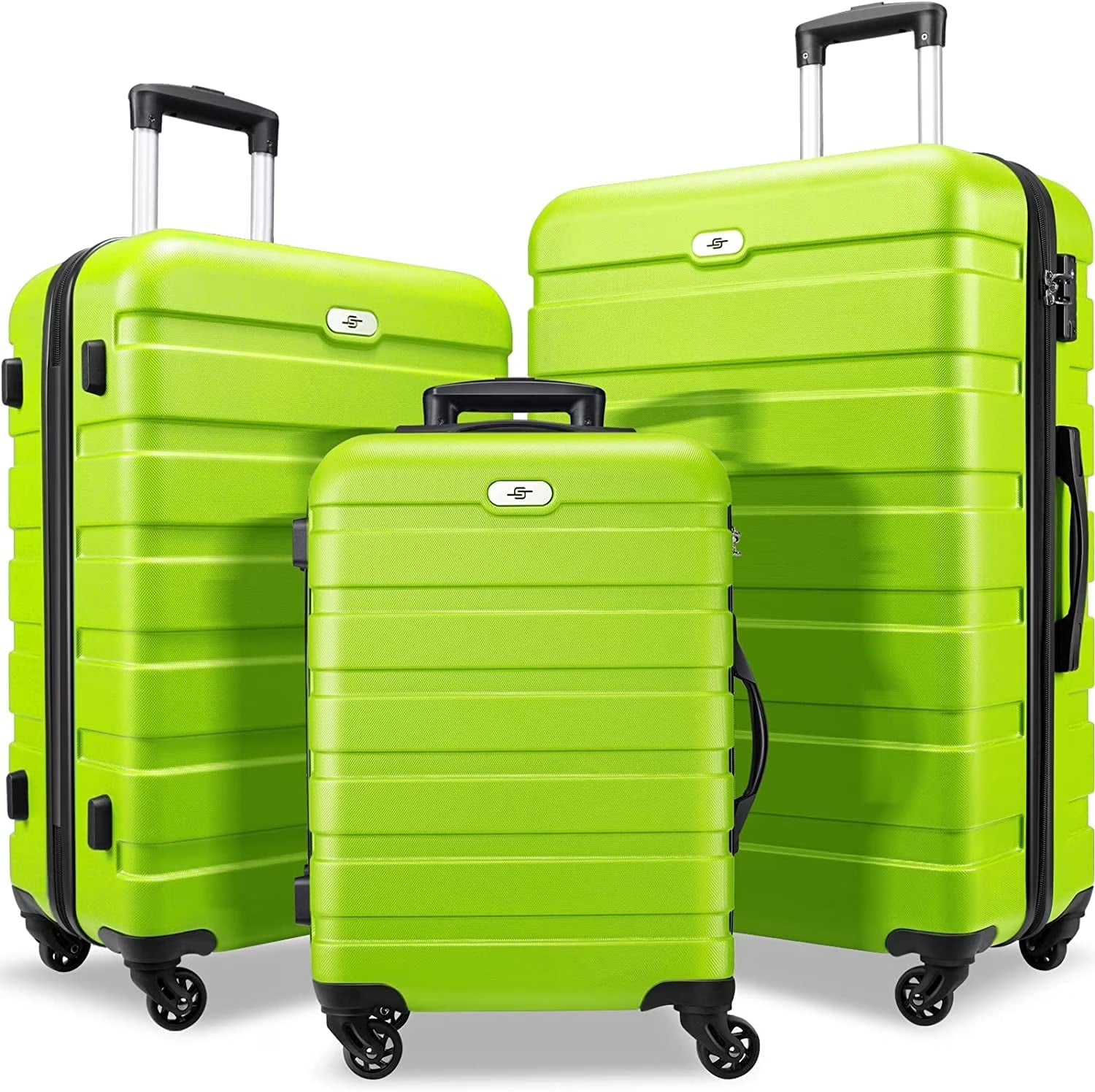 2026 NEW Luggage 3 Piece Sets Hard Shell Suitcase Set with Spinner Wheels20" 24" 28", Green