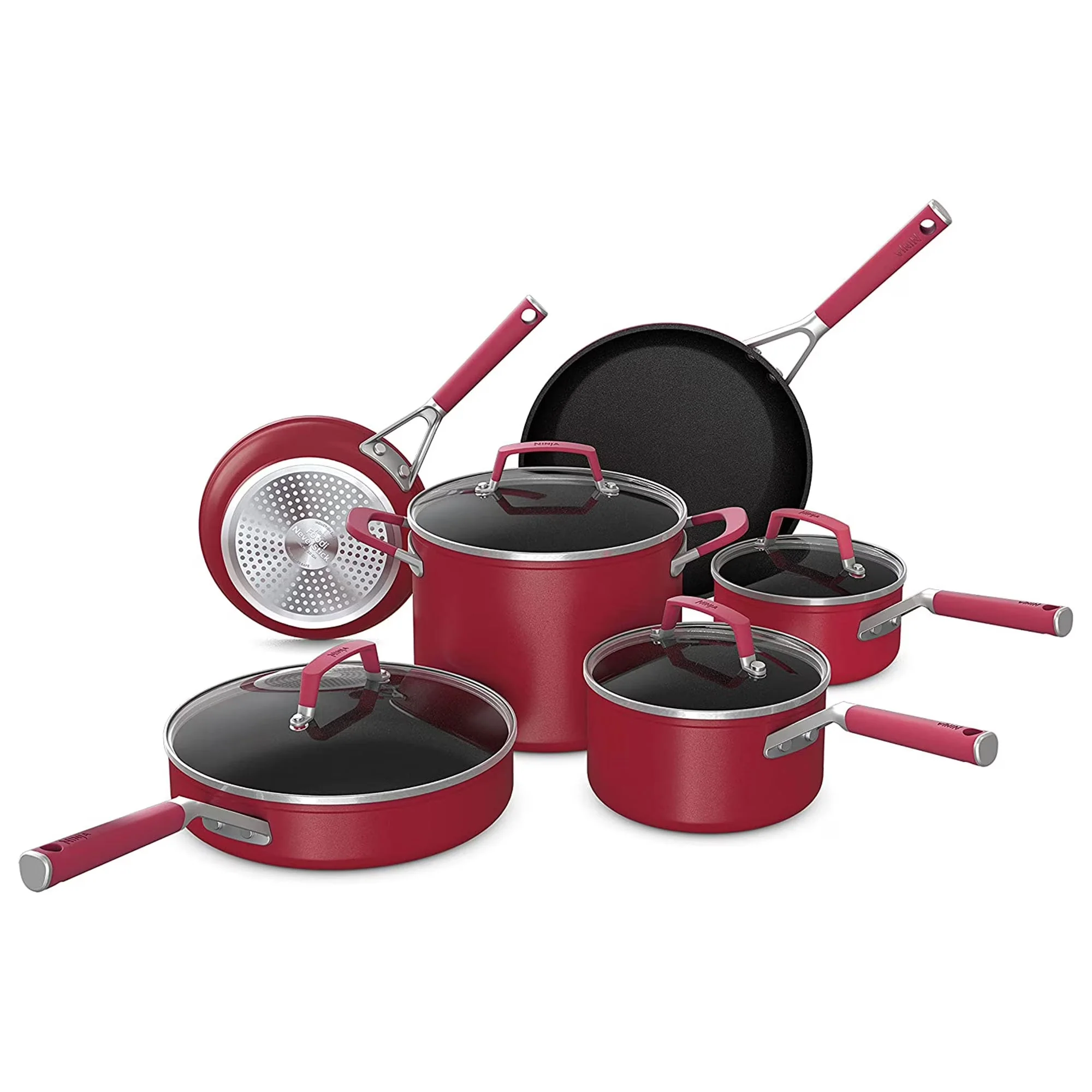 2026 NEW Ninja Foodi NeverStick Vivid Oven Safe 10 Piece Pots and Pans Cookware Set