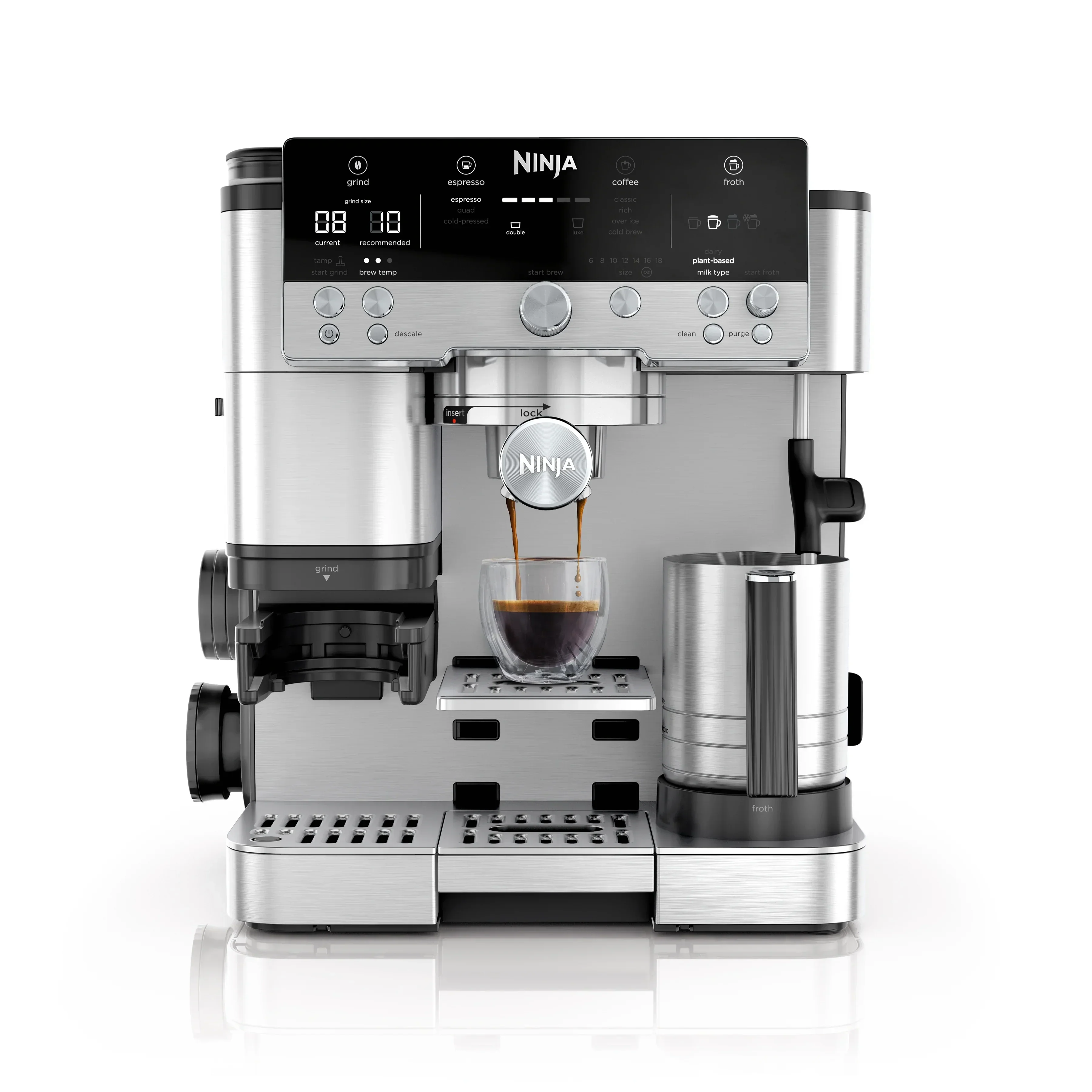 2026 NEW Ninja Luxe Cafe Premier Series, Stainless Steel Espresso Machine and Drip Coffee Maker with integrated Coffee Grinder and Milk Frother, ES601