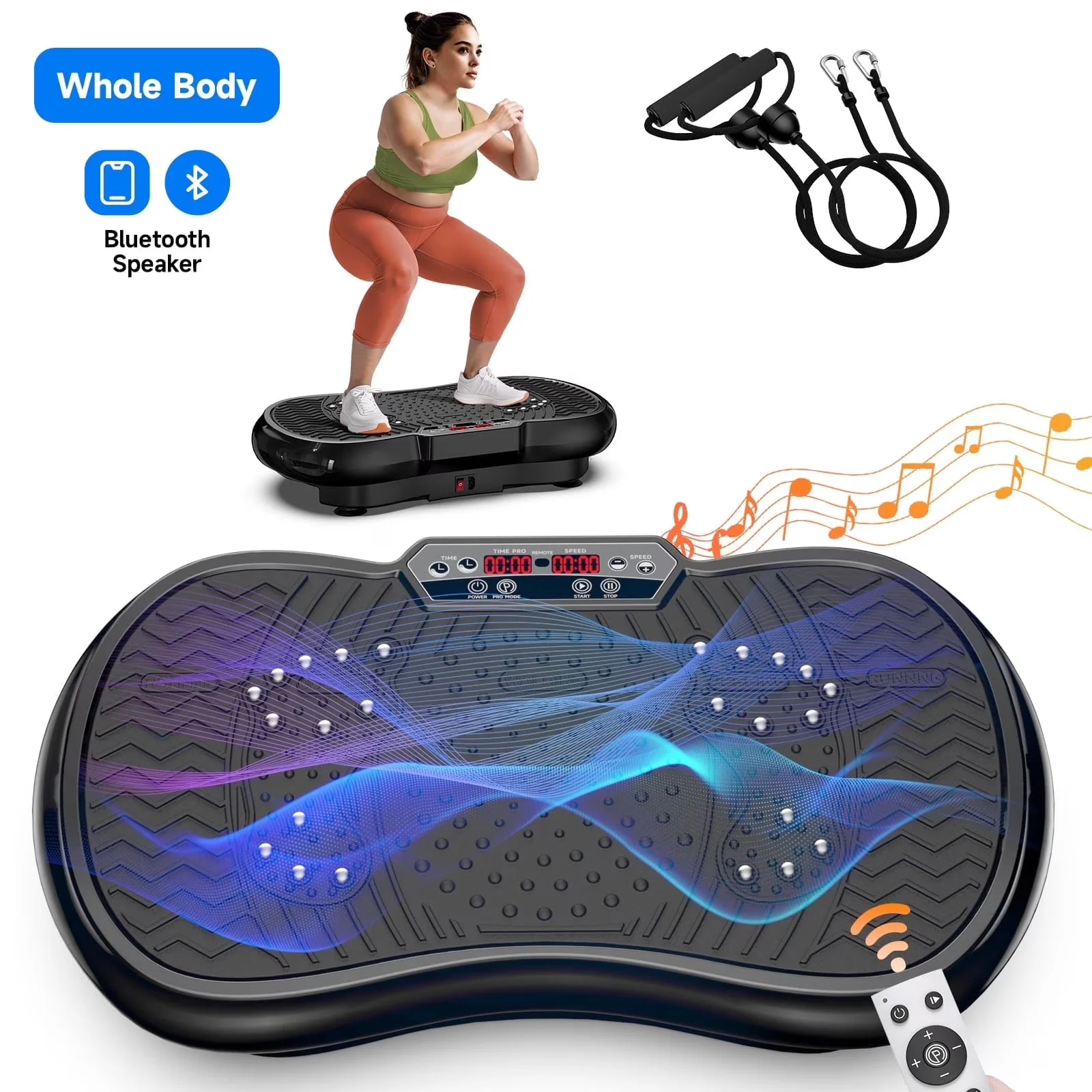 2026 NEW LNOW Full Body Vibration Plate Exercise Machine for Lymphatic Drainage, Muscle Toner with Bluetooth & Massage Pedals, Workout Vibration Platform for Home Fitness 400lbs