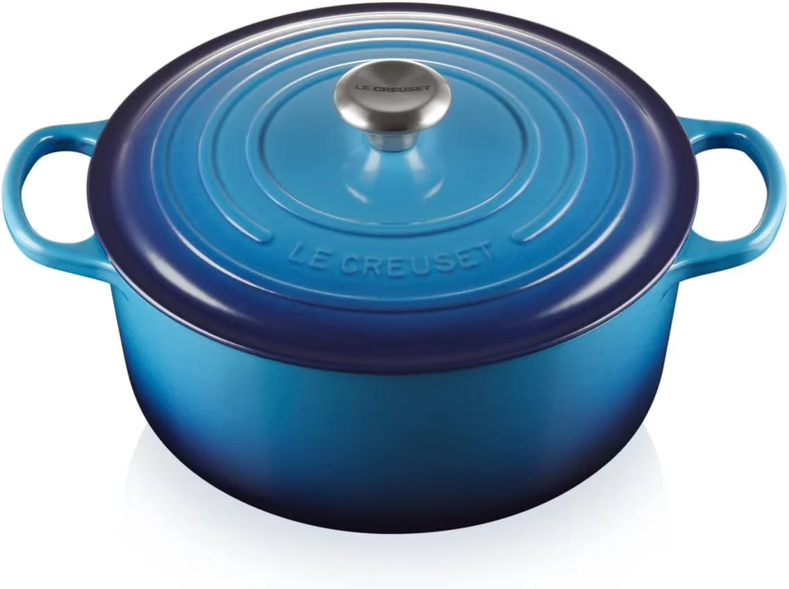 2026 NEW Le Creuset Signature Enamelled Cast Iron 28cm Round Casserole Dish With Lid, Blue