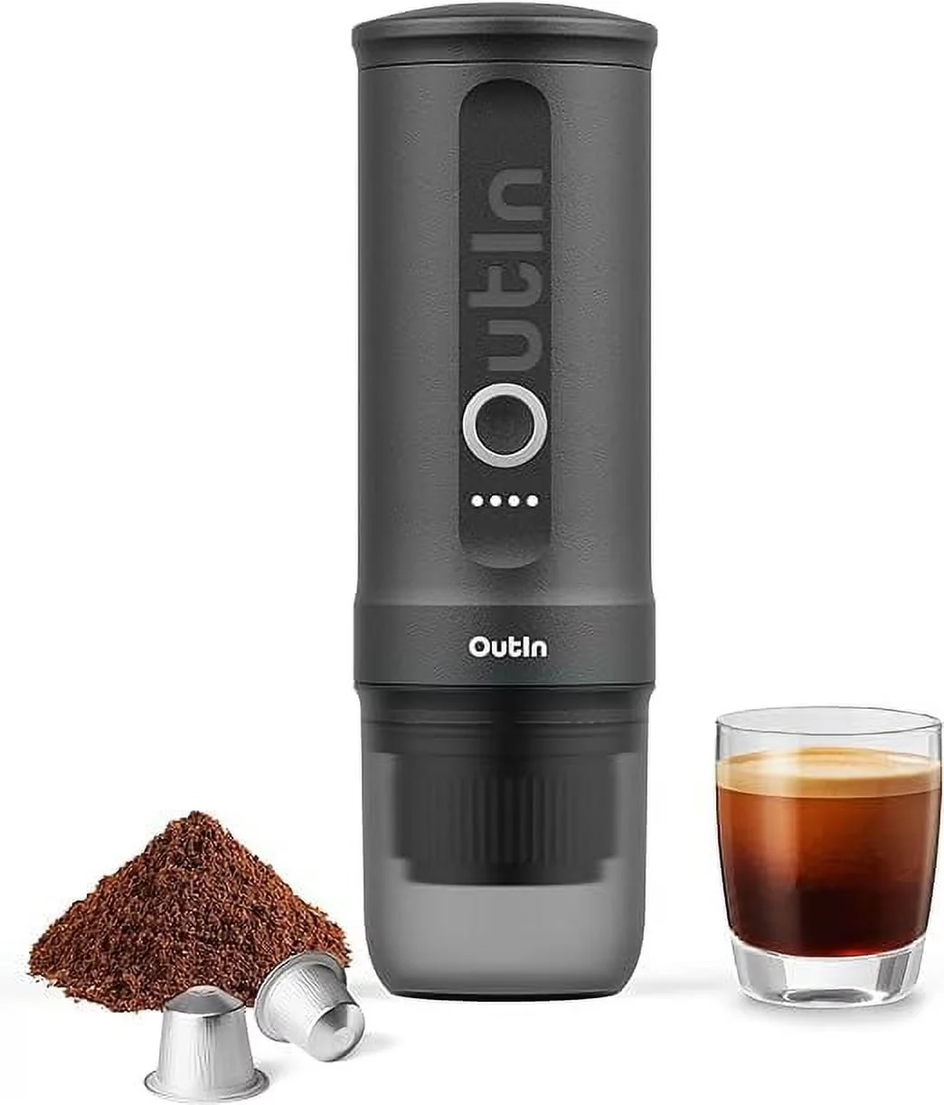 2026 NEW Nano Portable Electric Espresso Machine: 20 Bar, 3-4 Min Self-Heating, Mini 12V/24V Car Coffee Maker with NS Capsule & Ground Options - Ideal for Camping, Travel, RV, Hiking, Office (Space Grey)