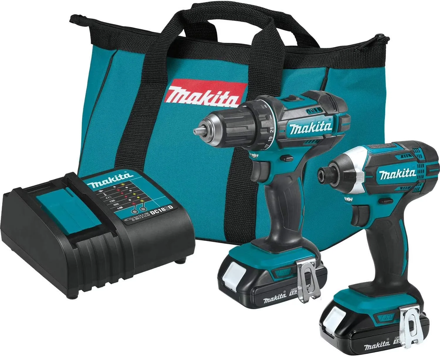 2026 NEW Makita 18V Lithium-Ion Cordless Power Tool Set, 1.5Ah, 2 Pack
