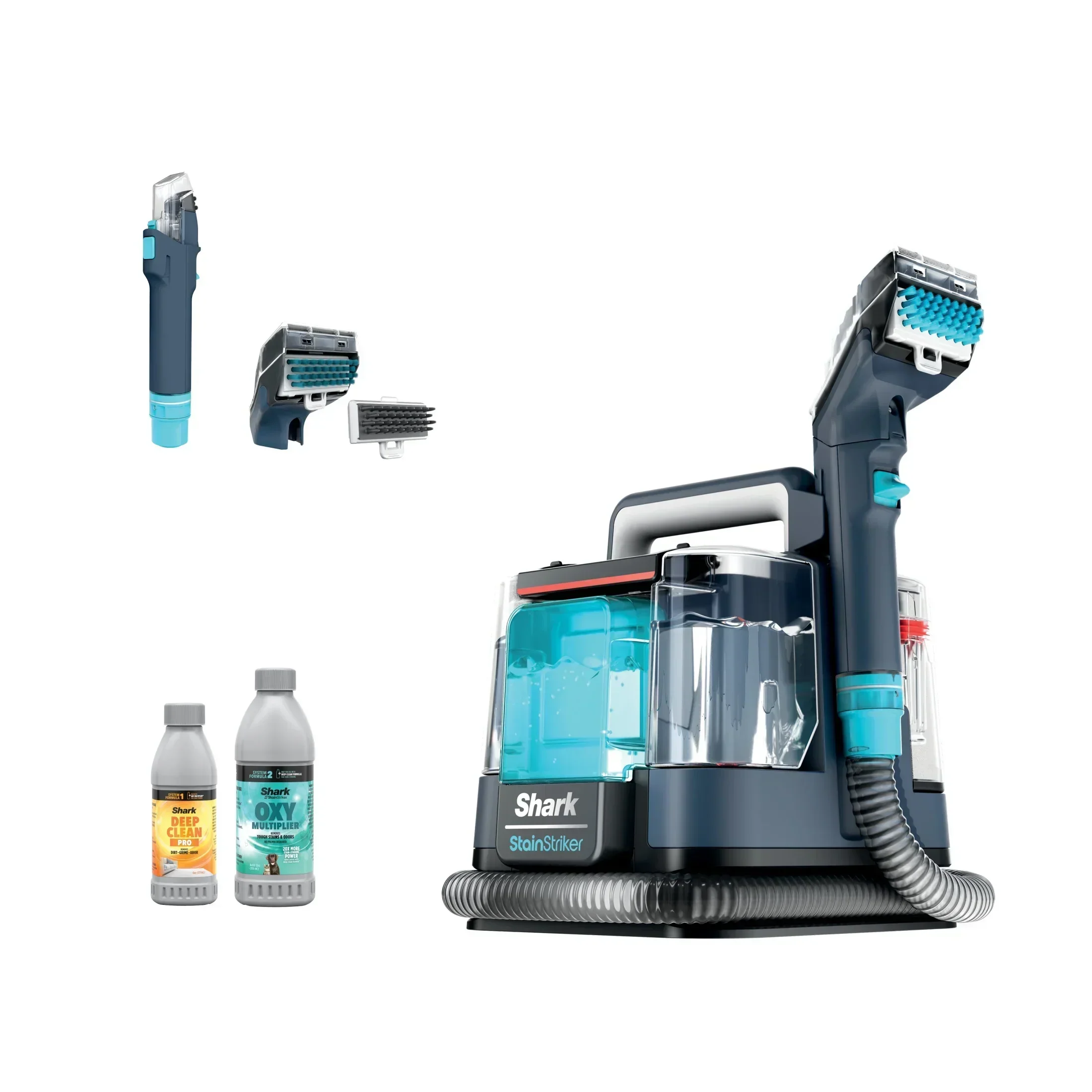 2026 NEW Shark StainStriker Carpet and Upholstery Cleaner, Portable with 2 Tools, 6oz Deep Clean Pro Formula and 12oz OXY Multiplier Formula, PX200 Navy/White