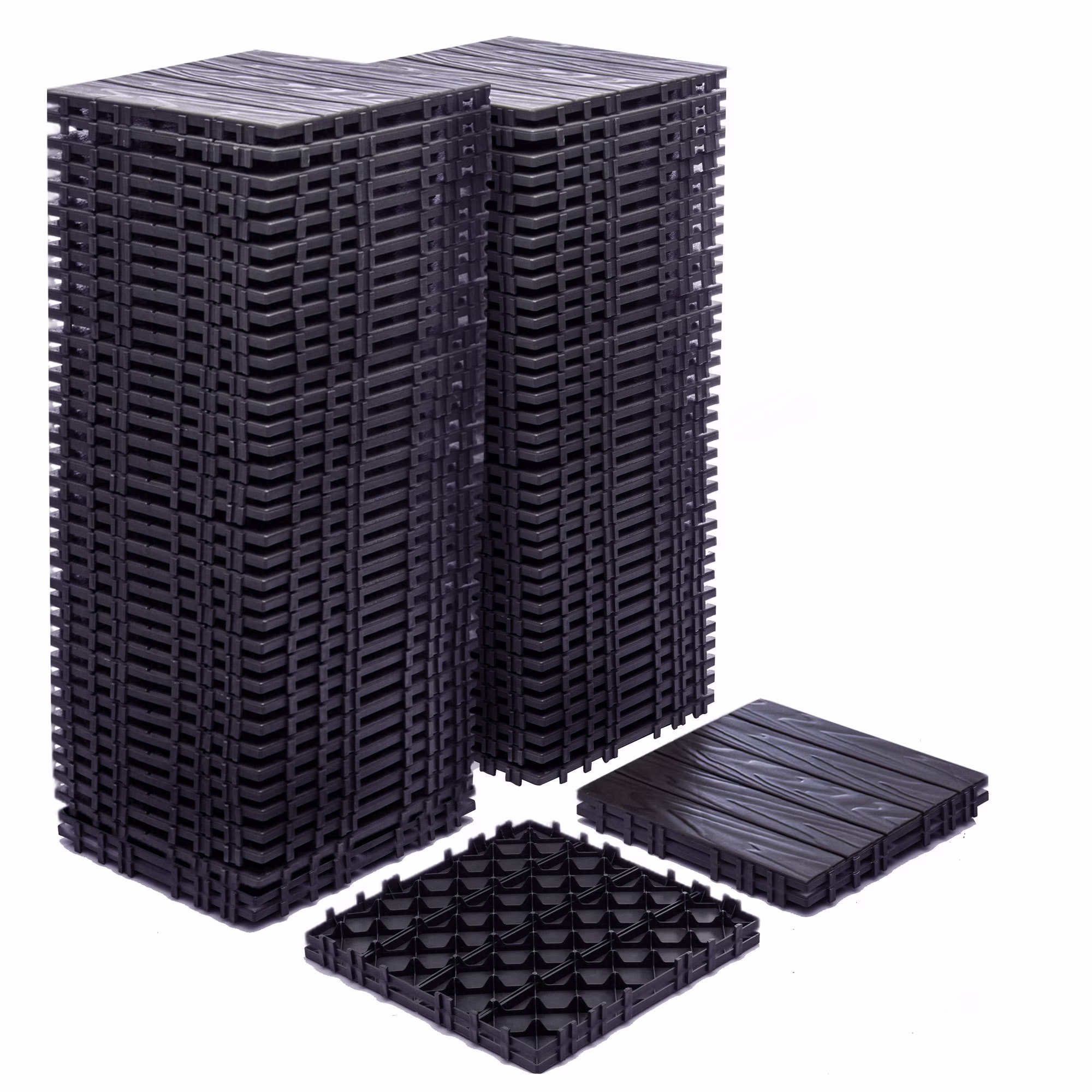 76 - Pack Plastic Interlocking Deck Tiles - 68.80 Sq.ft Outdoor Plastic Flooring Super Durable & Waterproof All