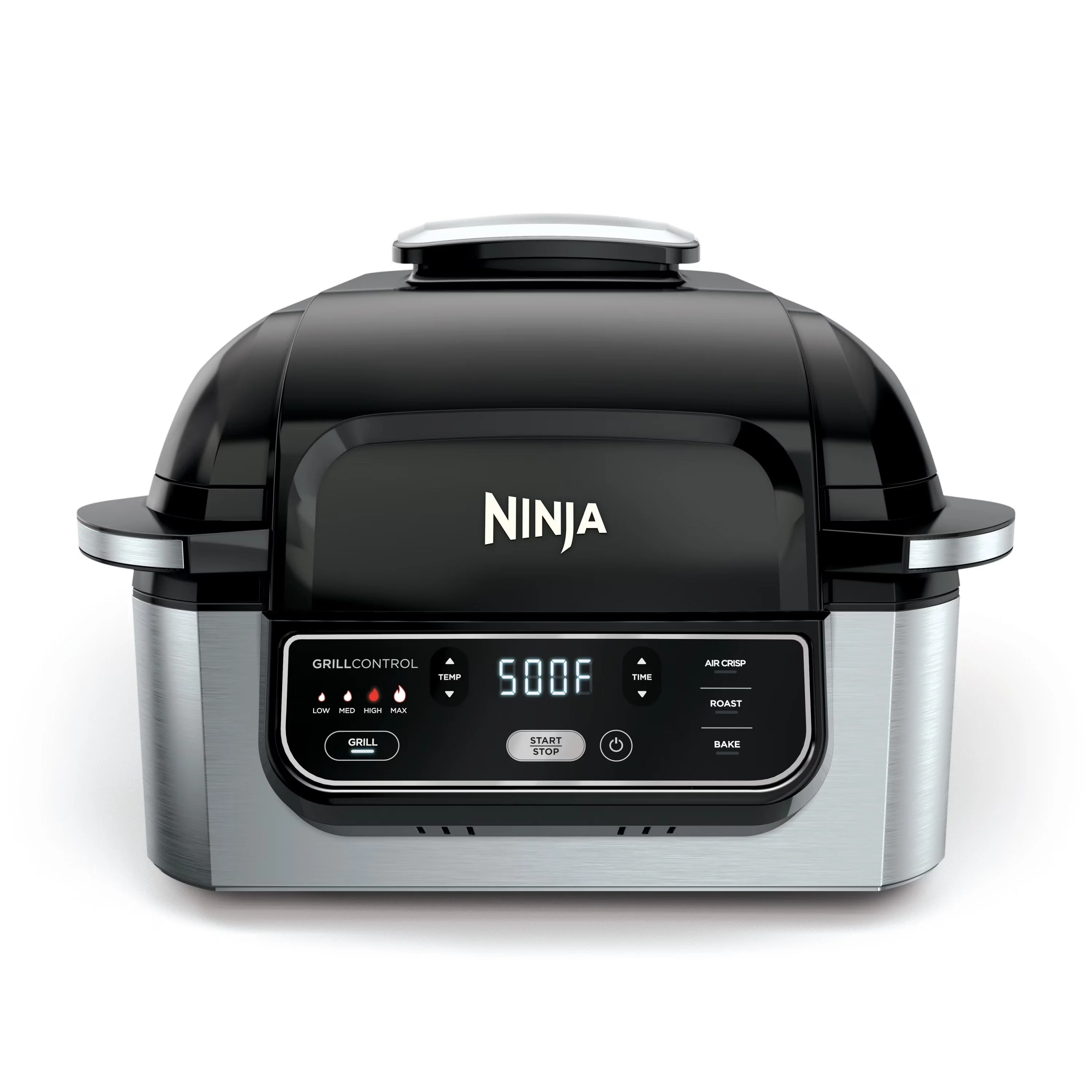 2026 NEW Ninja Foodi 4-in-1 Indoor Grill with 4-Qt Air Fryer, Roast, Bake, & Cyclonic Grilling Technology, Black/Stainless