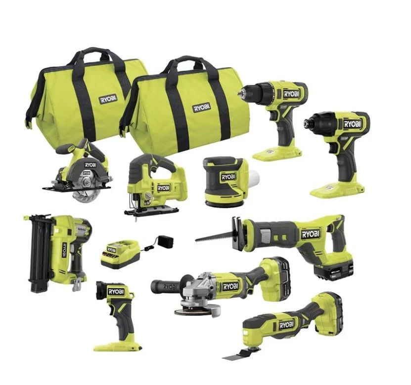 2026 NEW RYOBI ONE+ 18V Cordless Tool Set with 10 Pieces, 3 Batteries and Charger (Model Year 2025) PCK750KN
