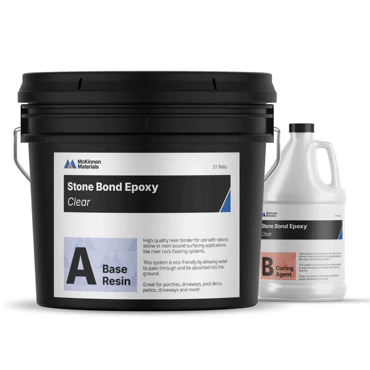 2026 NEW McKinnon Stone Bond Epoxy, 4 Gallon Kit, Resin Bound Surfacing Epoxy for Gravel & Pebble Stone, Easily Transform Your Driveway, Flooring, Indoor, Outdoor, Patios, Walkways, Stairs