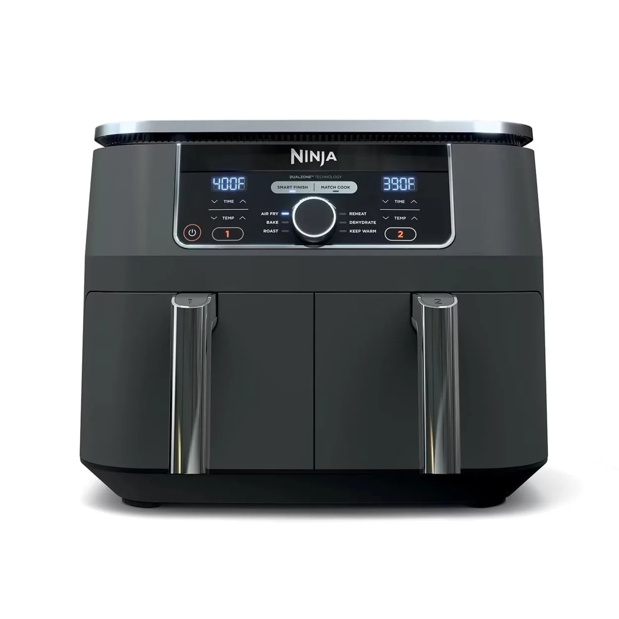 2026 NEW Ninja Foodi 8 qt 2-Basket Air Fryer, Black - DualZone Technology, Smart Finish
