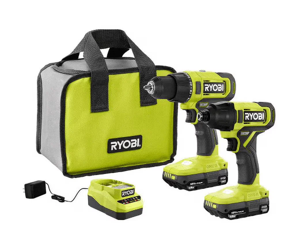 2026 NEW RYOBI ONE+ 18V Cordless 2-Tool Combo Kit with Drill/Driver, Impact Driver, (2) 1.5 Ah Batteries, and Charger