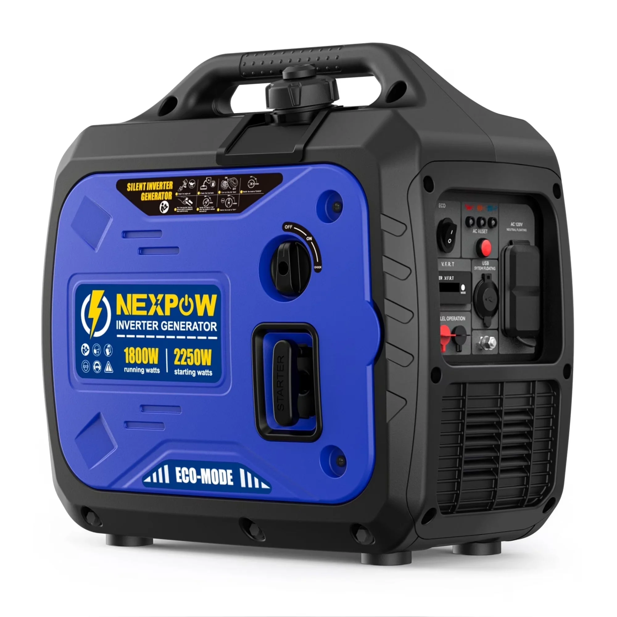 2026 NEW NEXPOW 2250W Portable Inverter Generator, Gasoline Power Quiet Lightweight for Backup Home & Camping, Eco-Mode Feature, Parallel Capability, EPA Compliant