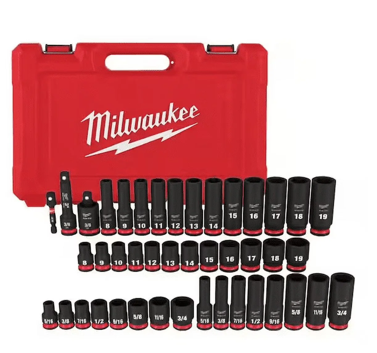 2026 NEW Milwaukee SHOCKWAVE 3/8 in. Drive SAE and Metric 6 Point Impact Socket Set (43-Piece)